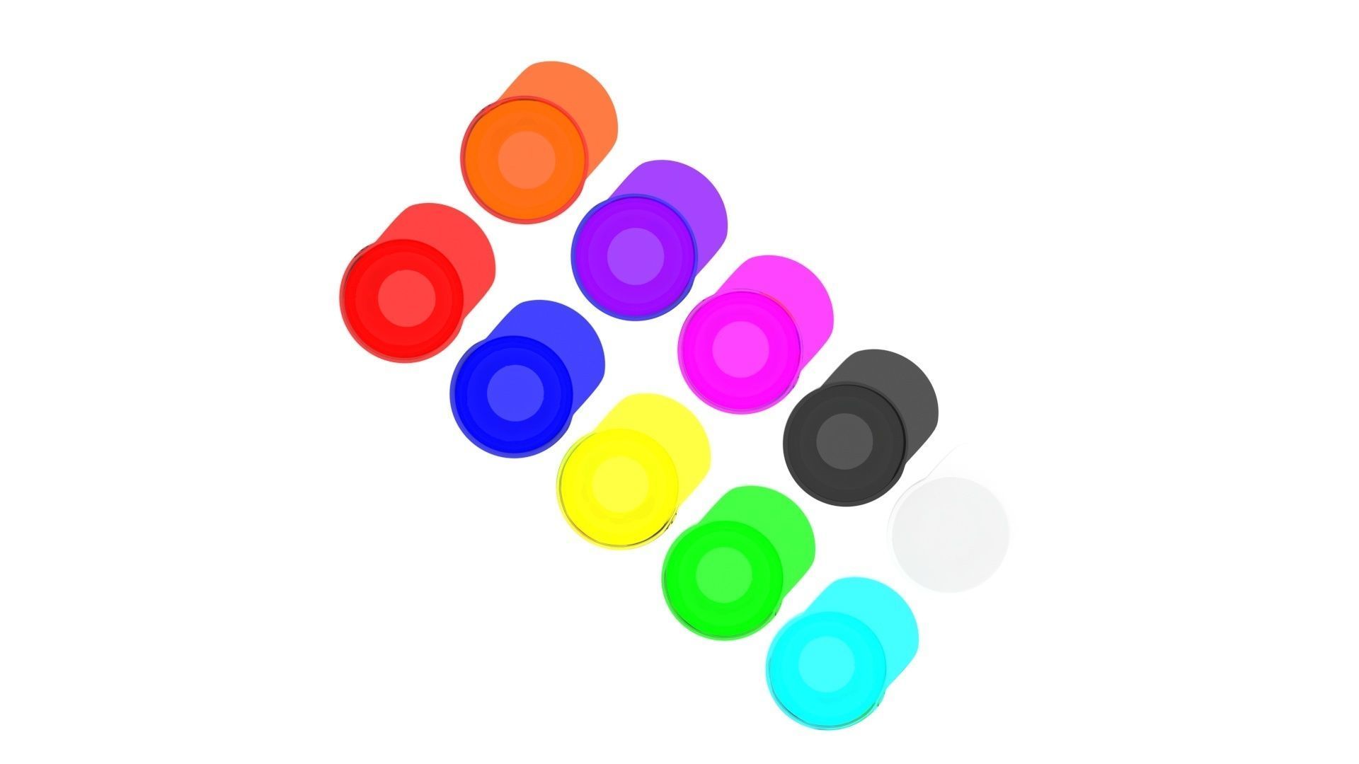 Colored Glass Lego Caps Set 3D model_13