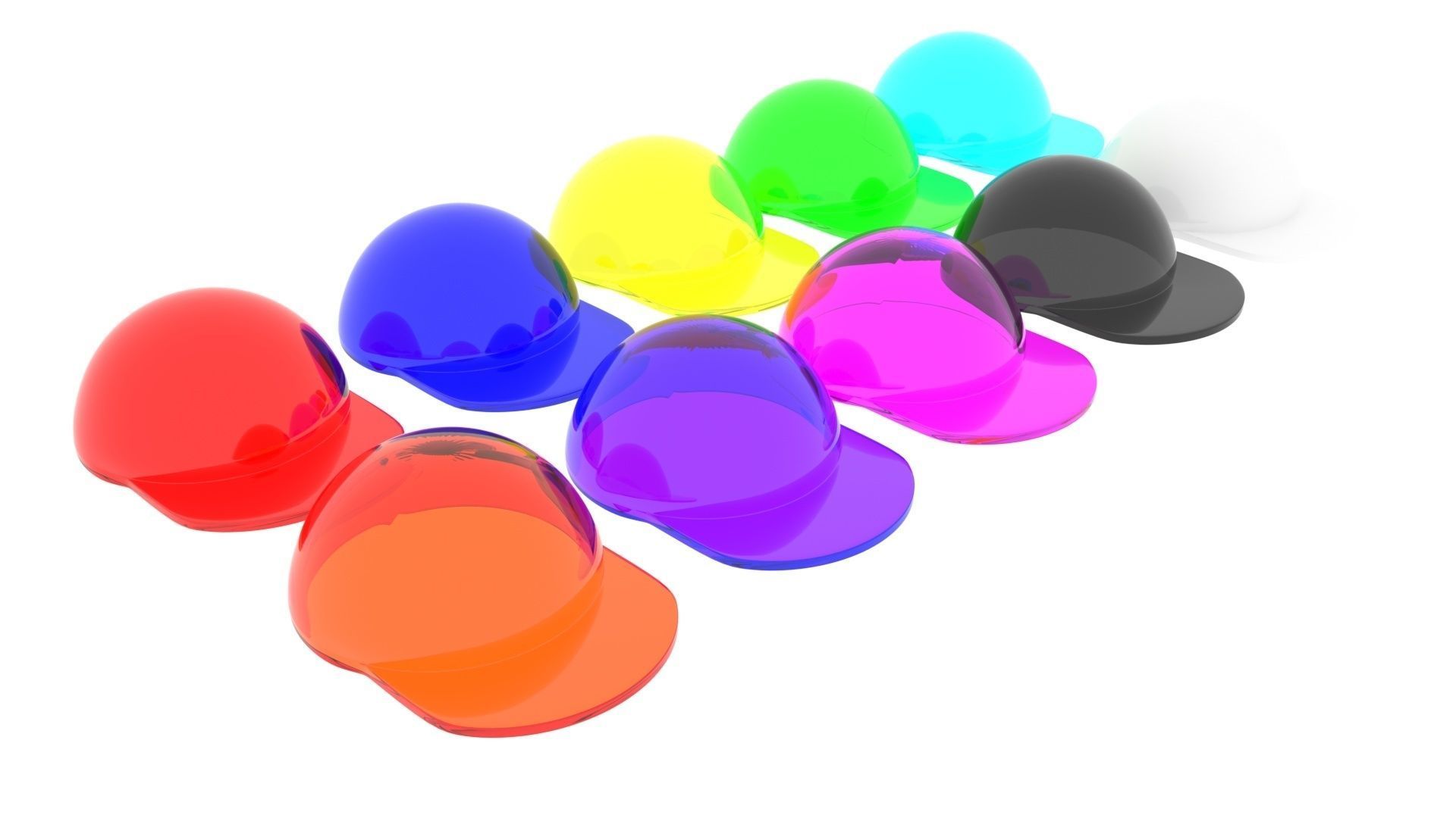 Colored Glass Lego Caps Set 3D model_9