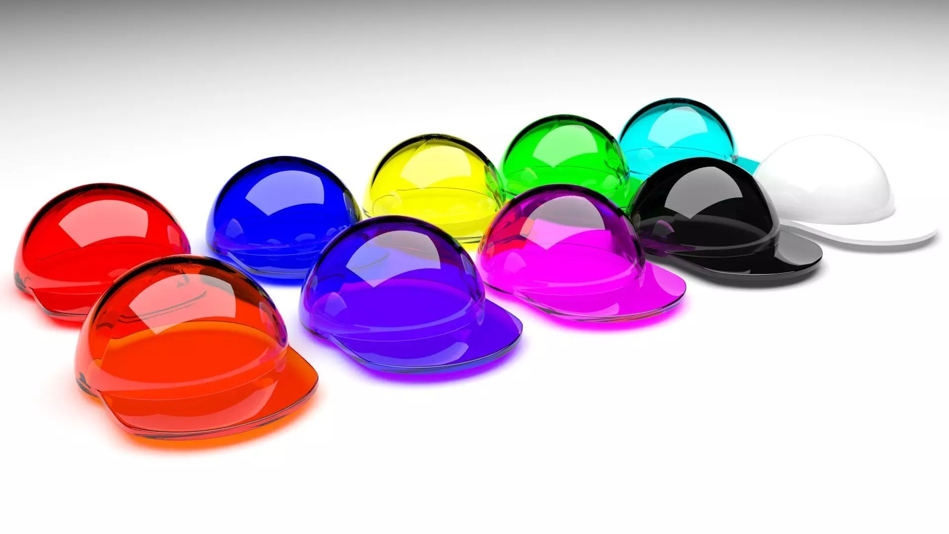 Colored Glass Lego Caps Set 3D model_0