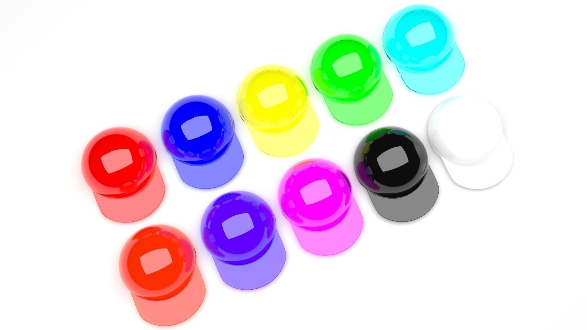 Colored Glass Lego Caps Set 3D model_5