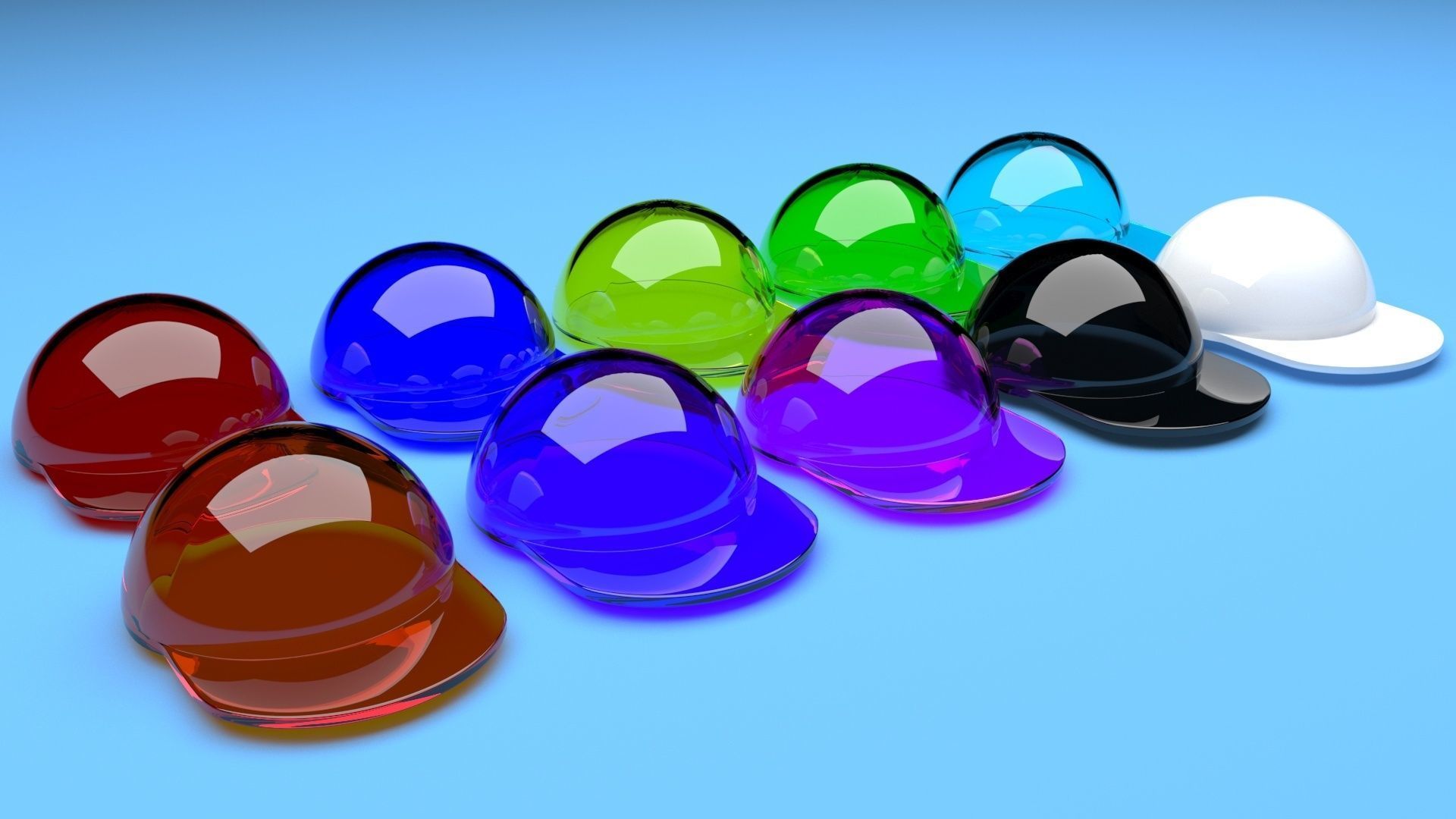 Colored Glass Lego Caps Set 3D model_7