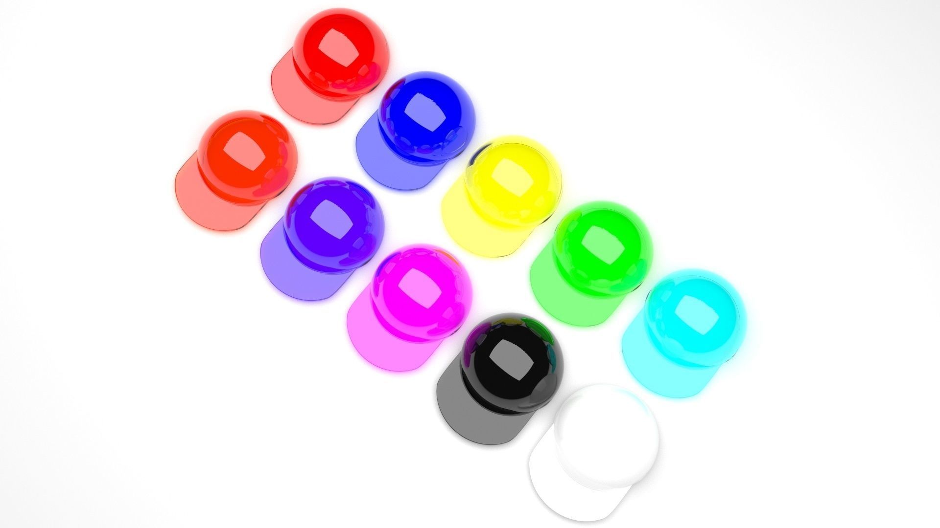 Colored Glass Lego Caps Set 3D model_1