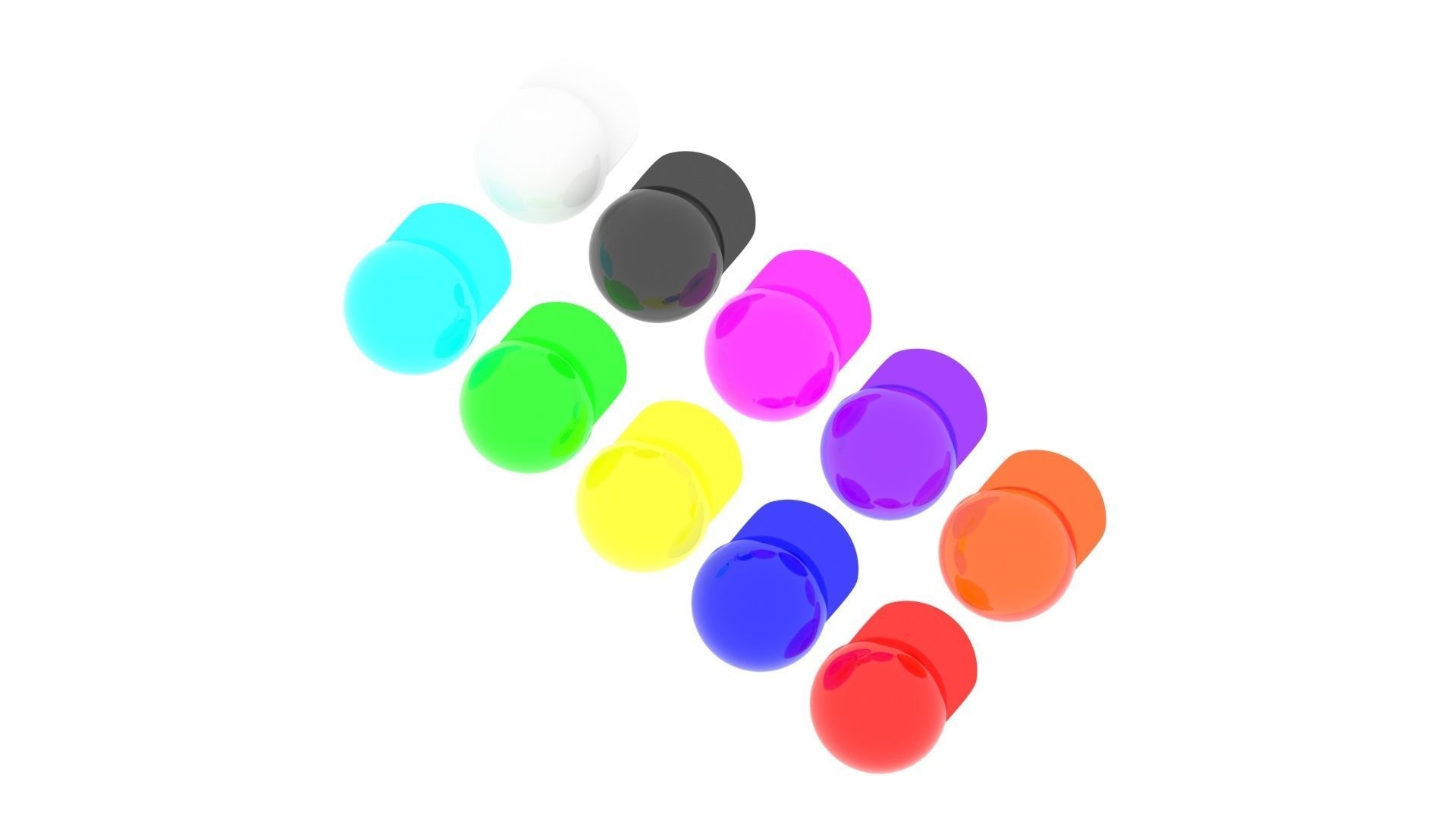 Colored Glass Lego Caps Set 3D model_12