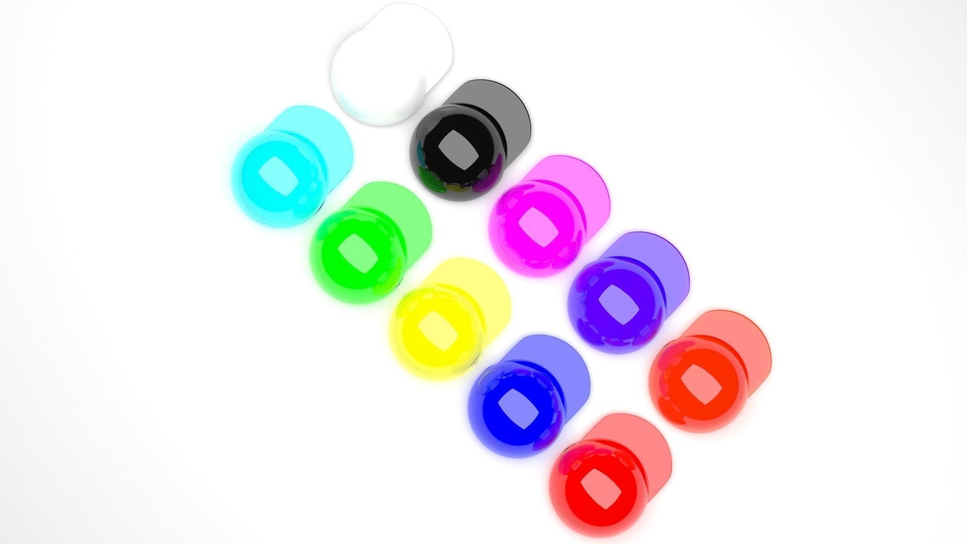 Colored Glass Lego Caps Set 3D model_3