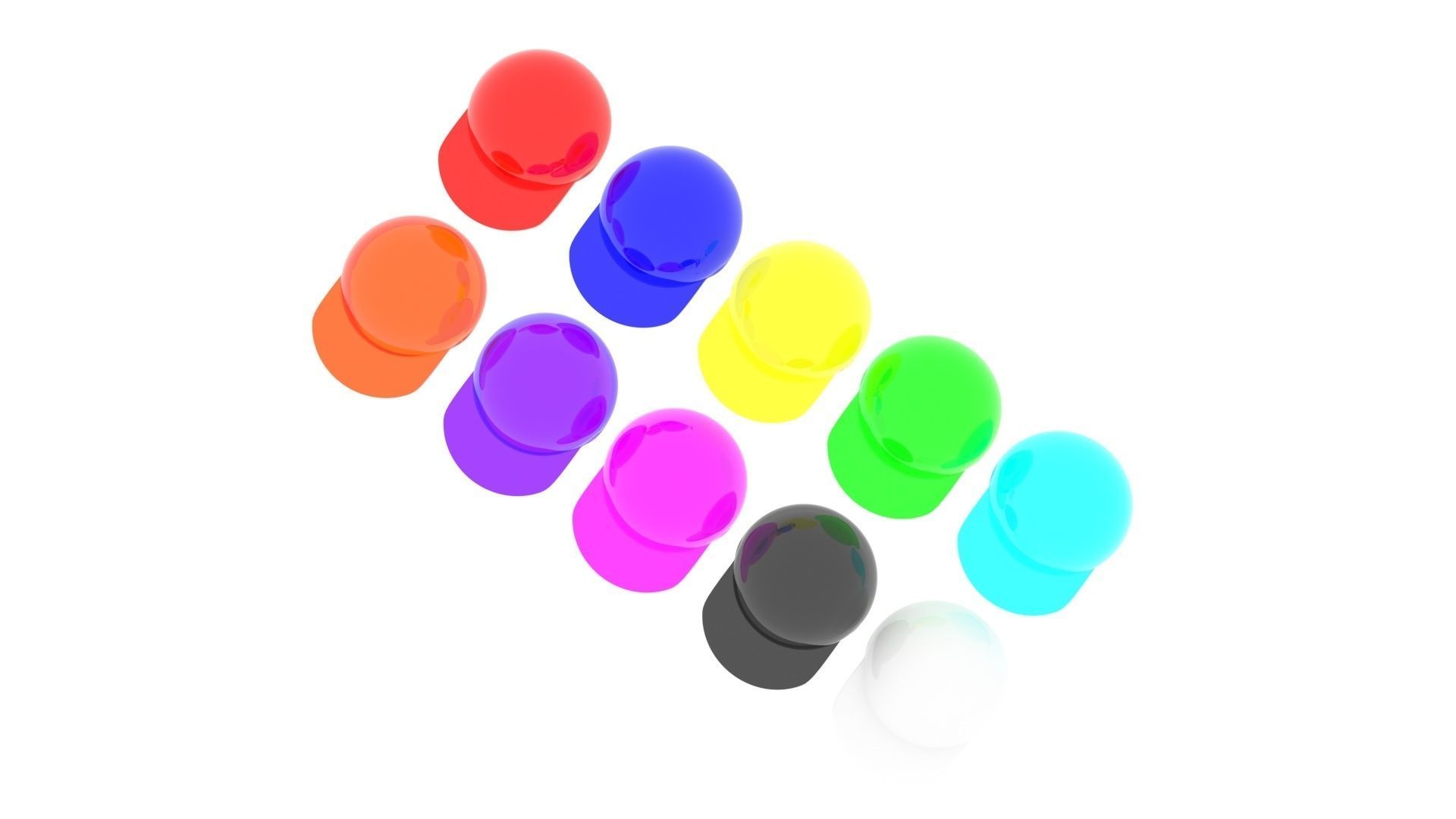 Colored Glass Lego Caps Set 3D model_10