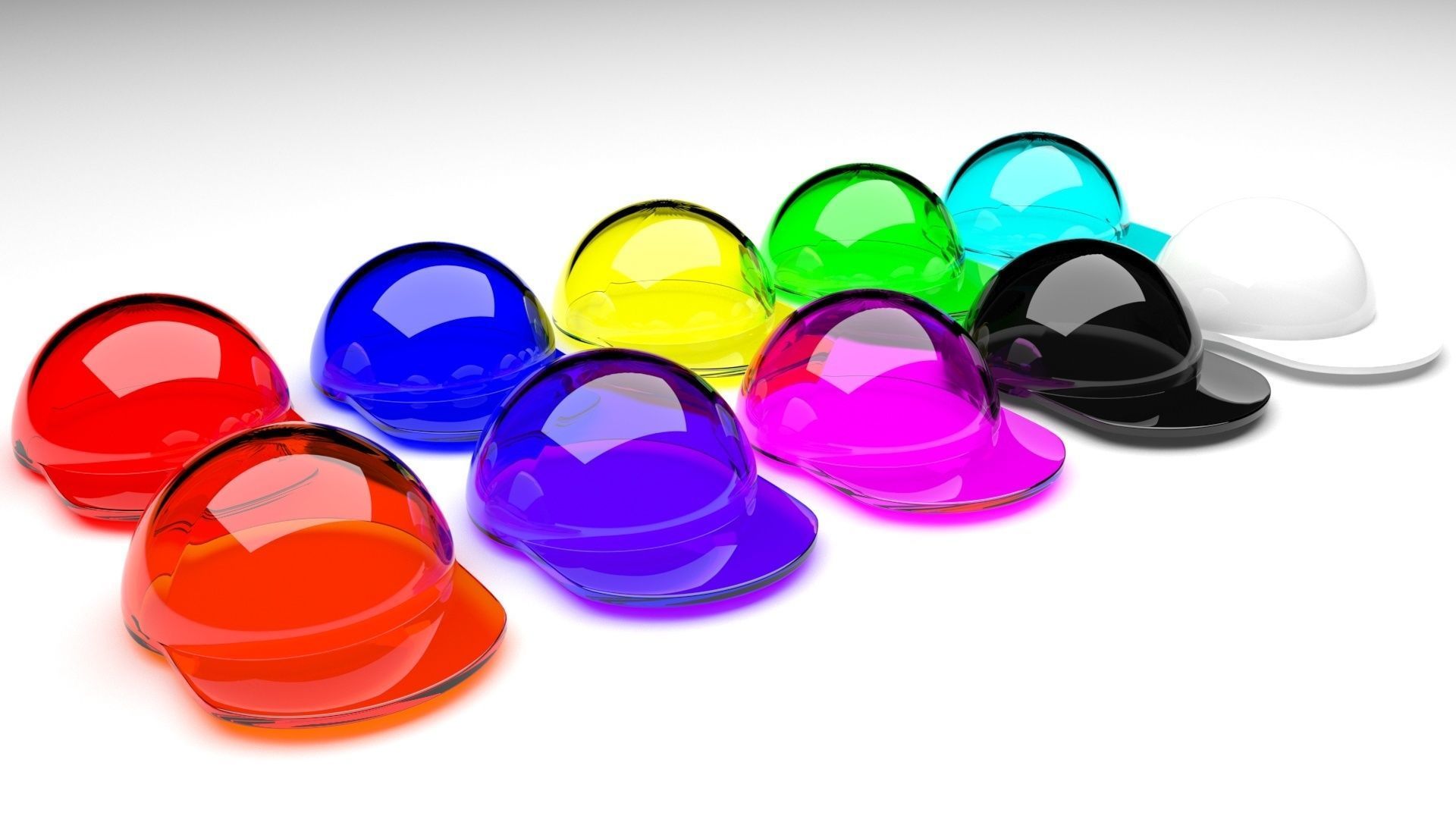 Colored Glass Lego Caps Set 3D model_4
