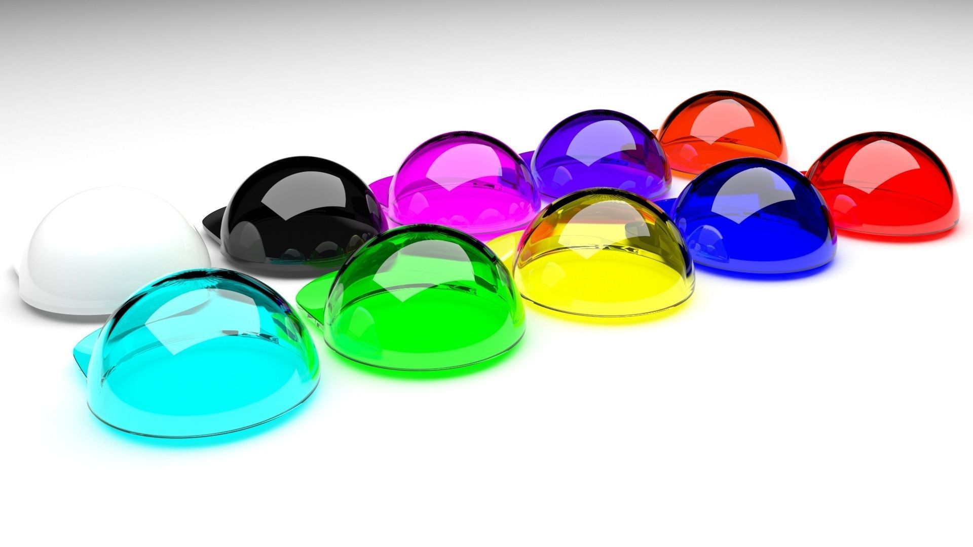 Colored Glass Lego Caps Set 3D model_2