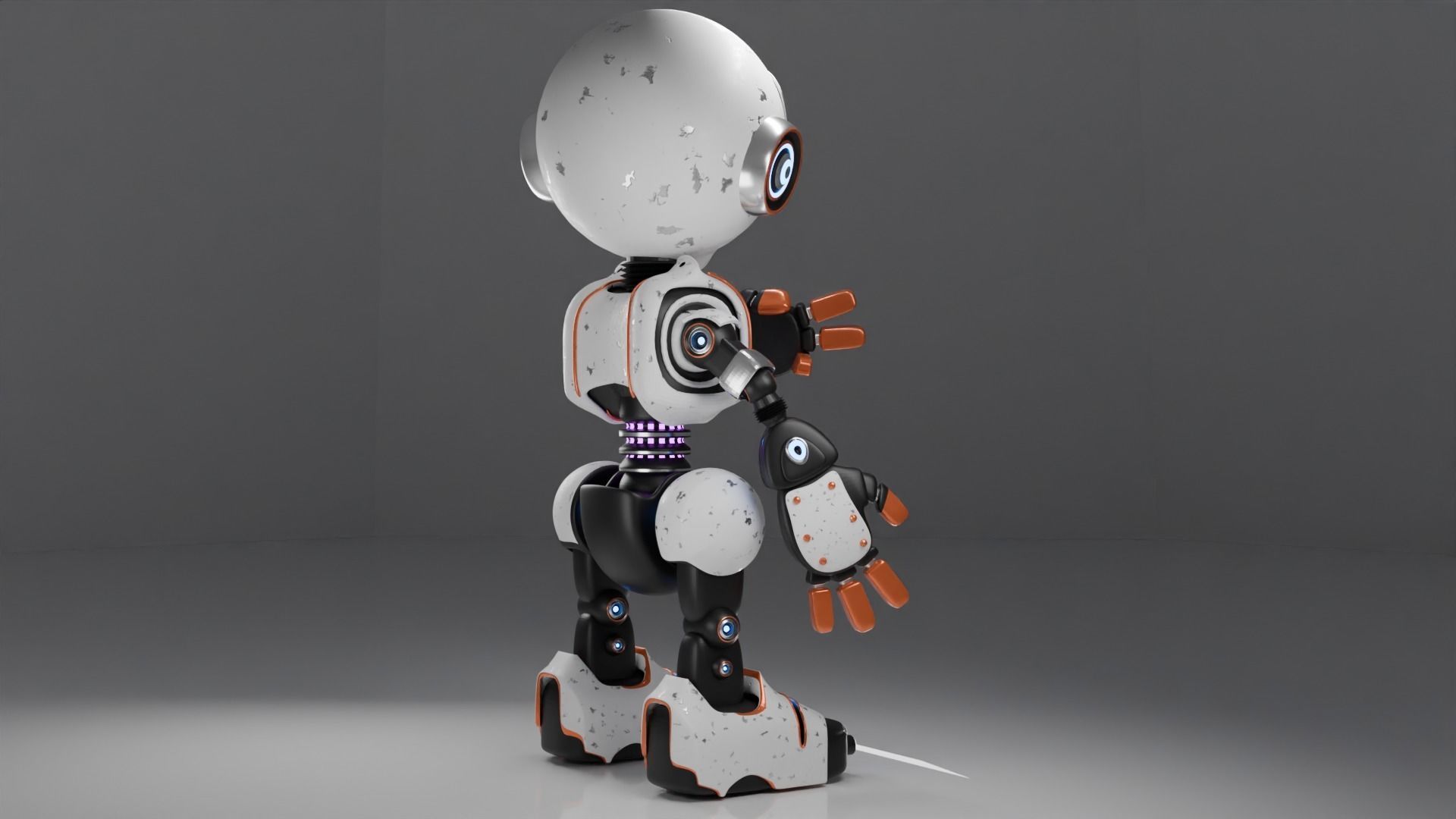 TOX-Info-X1 Mini Robot Low-poly 3D model_6