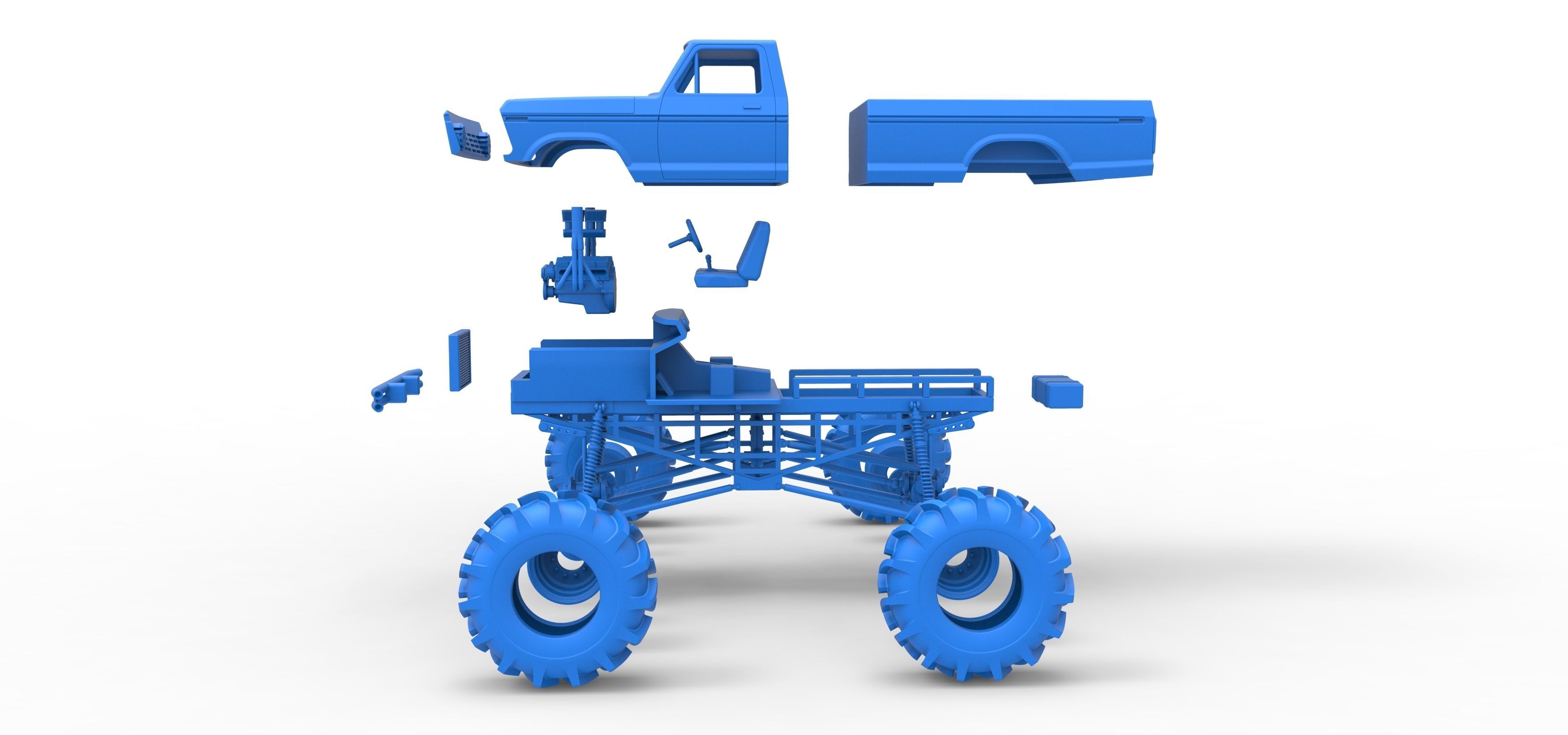 Redneck Rave Mud truck Scale 1 to 25 3D print model_39