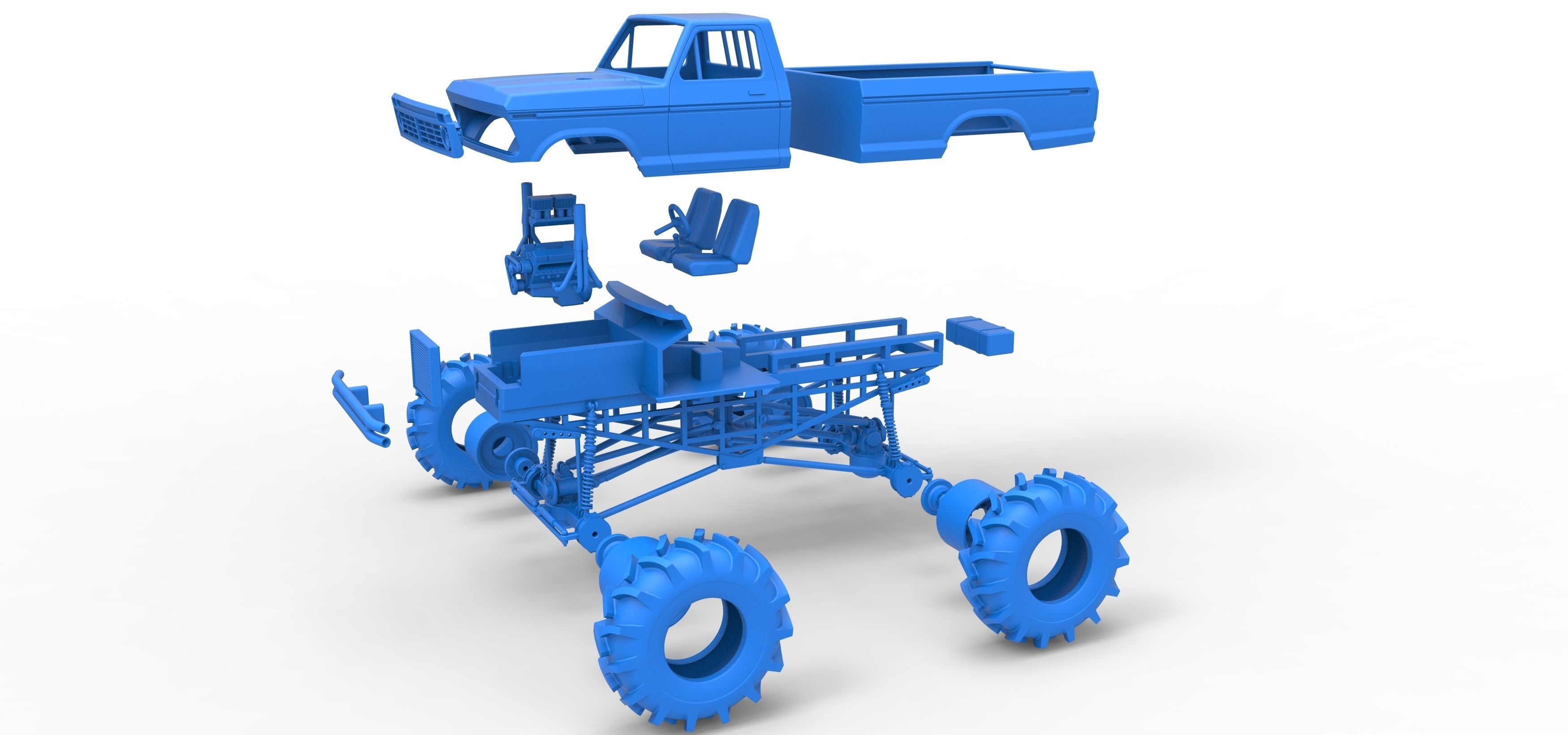 Redneck Rave Mud truck Scale 1 to 25 3D print model_35