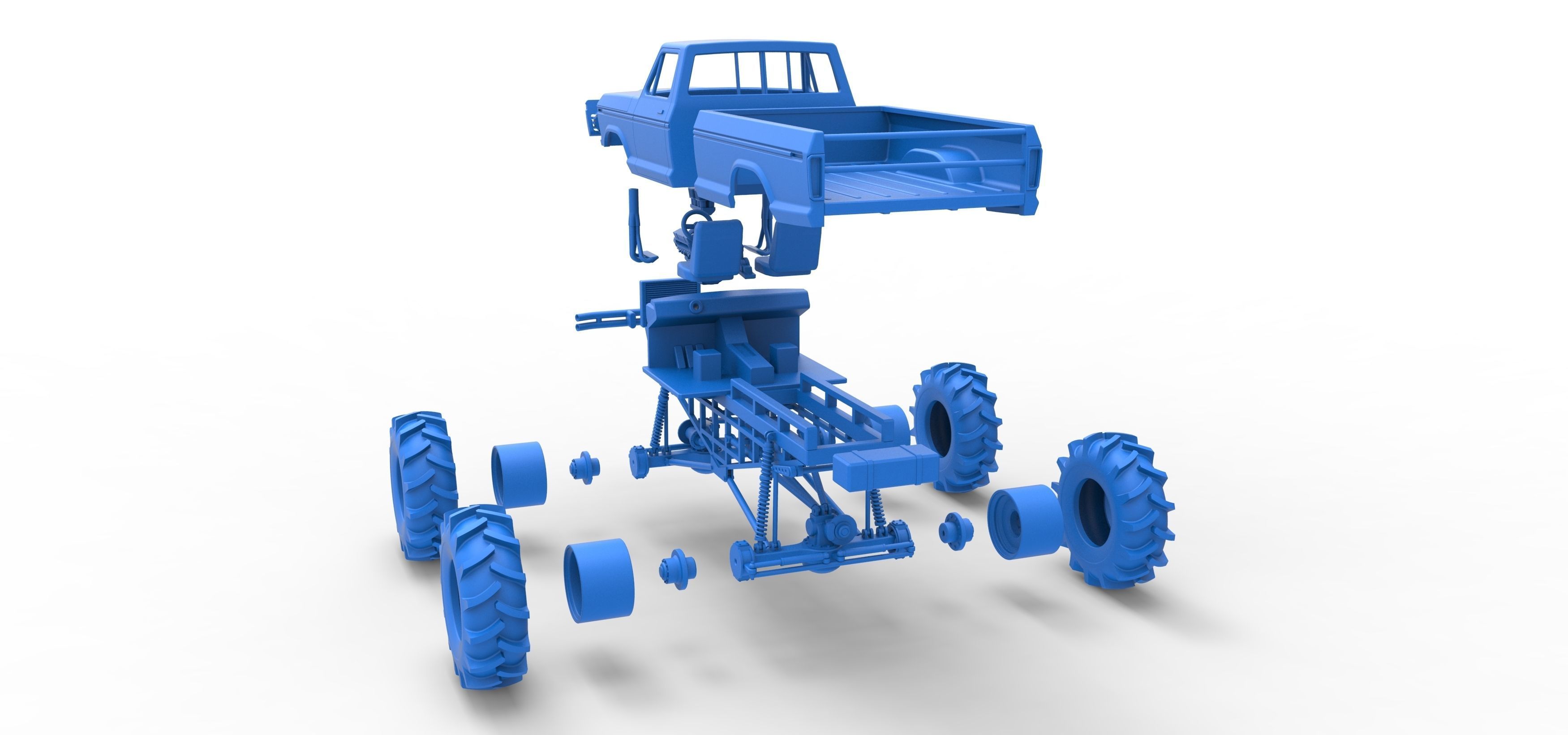 Redneck Rave Mud truck Scale 1 to 25 3D print model_42