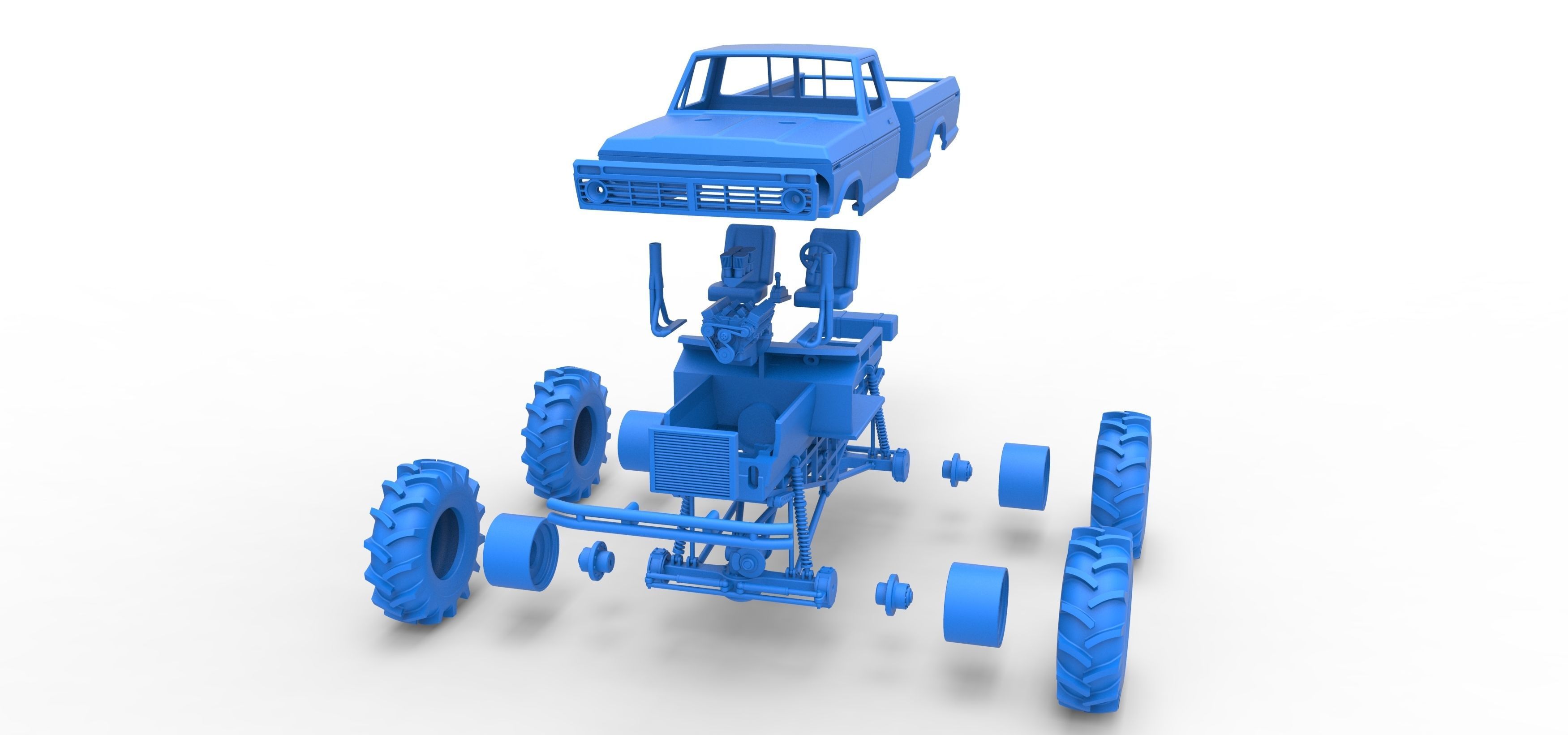Redneck Rave Mud truck Scale 1 to 25 3D print model_38