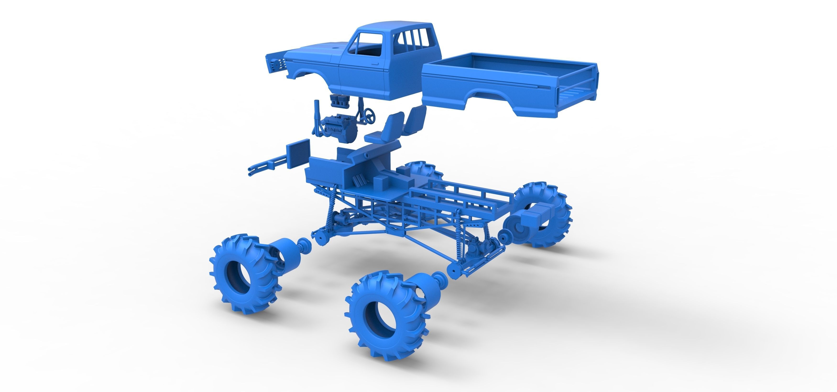 Redneck Rave Mud truck Scale 1 to 25 3D print model_41