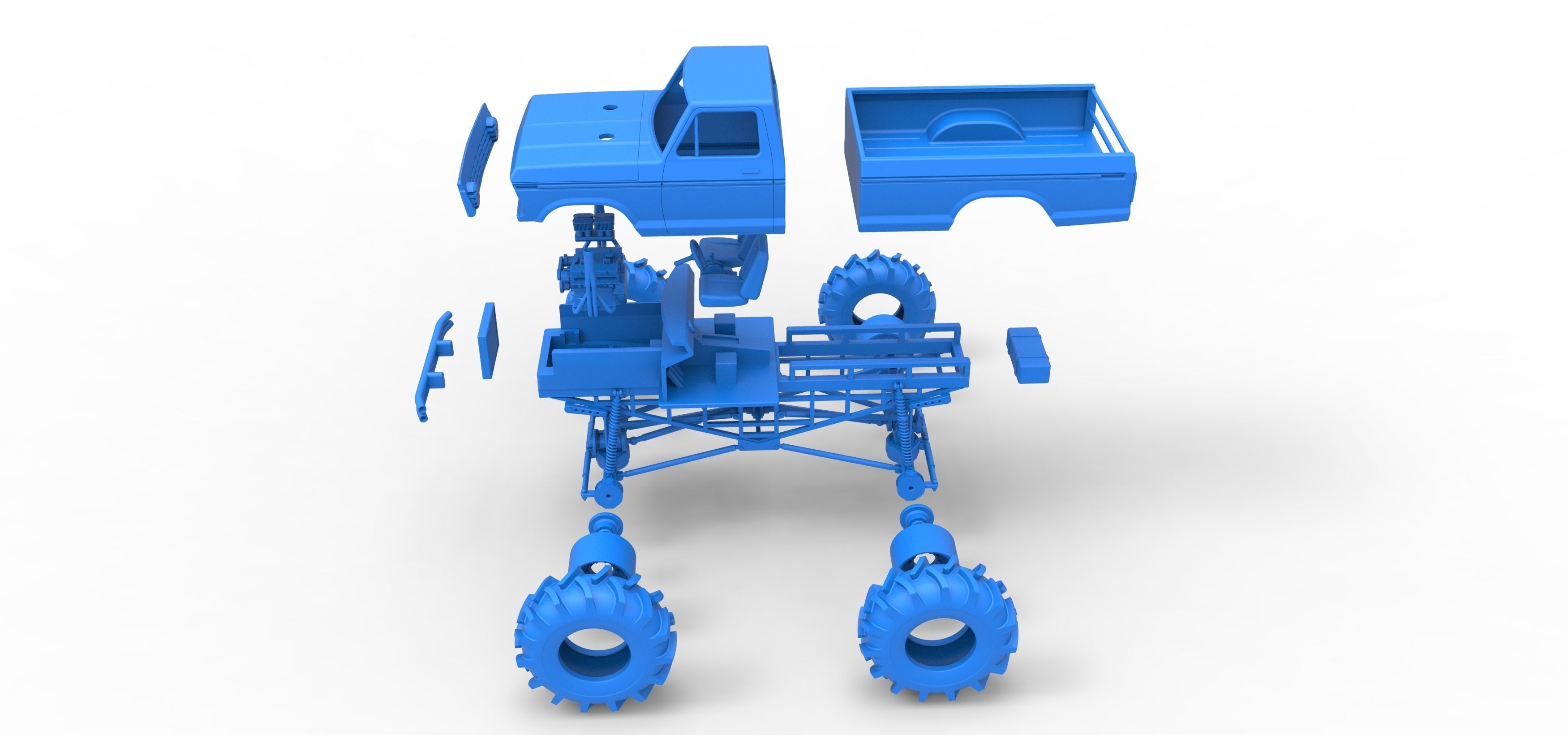 Redneck Rave Mud truck Scale 1 to 25 3D print model_40