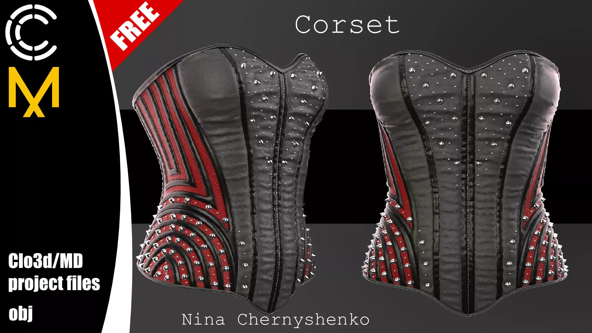 Corset - Marvelous Designer project and OBJ Free 3D model