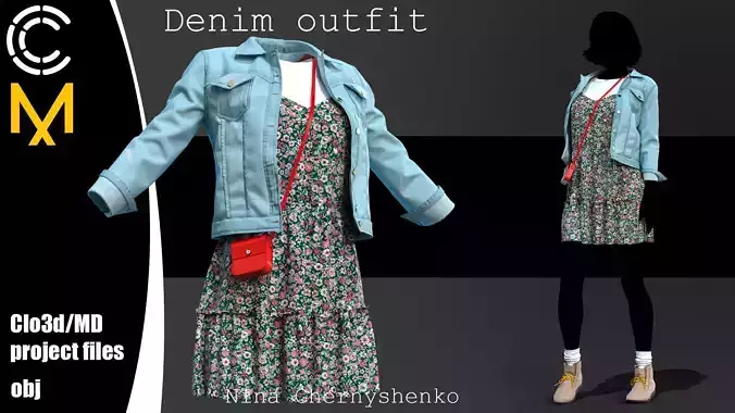 Denim outfit - Marvelous Designer project and OBJ