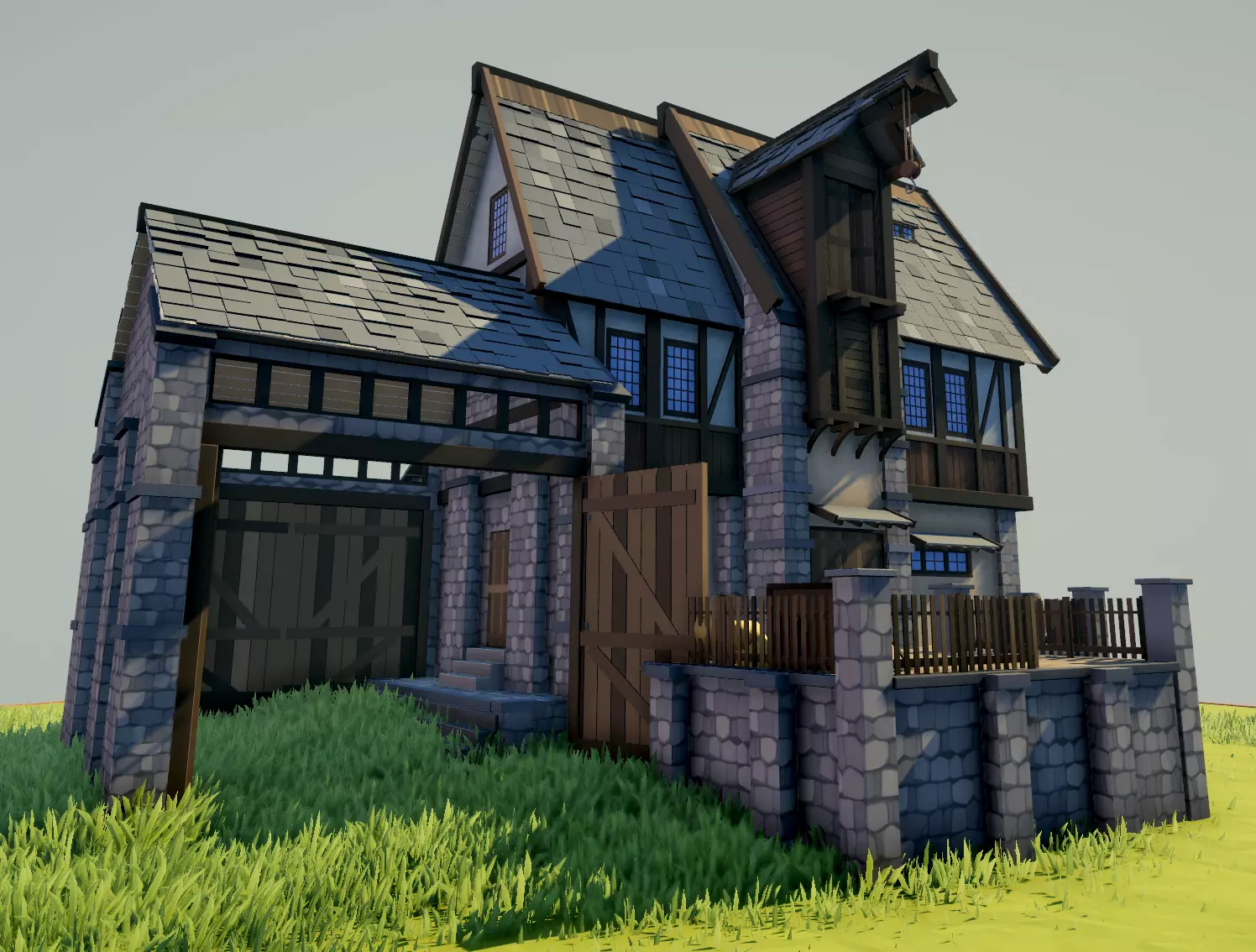 FC Medieval Water Mill Free low-poly 3D model