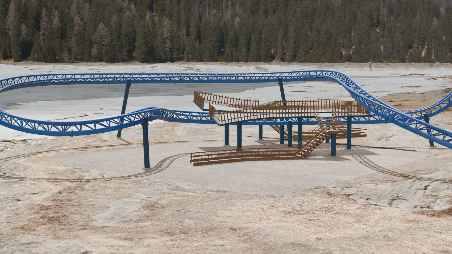 Rollercoaster 3D model Low-poly 3D model_1