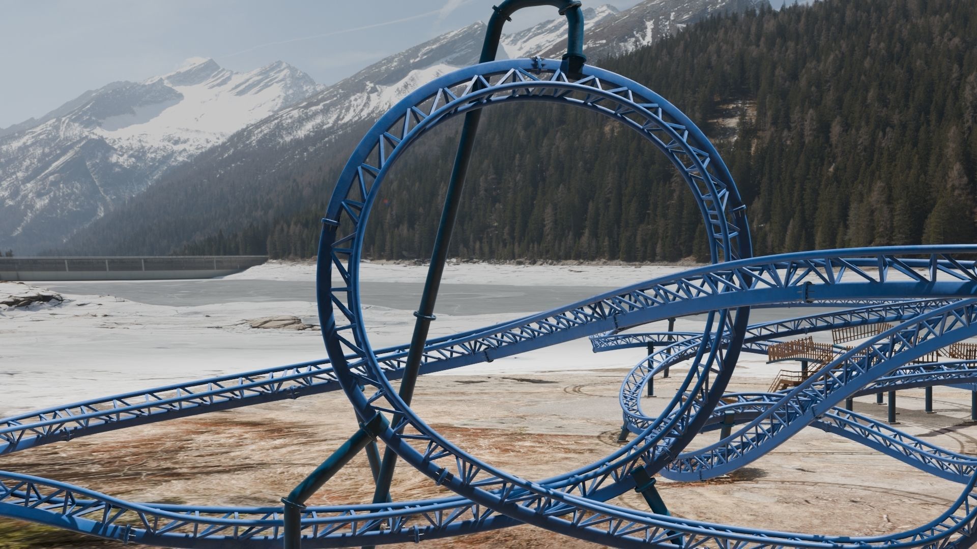 Rollercoaster 3D model Low-poly 3D model_2