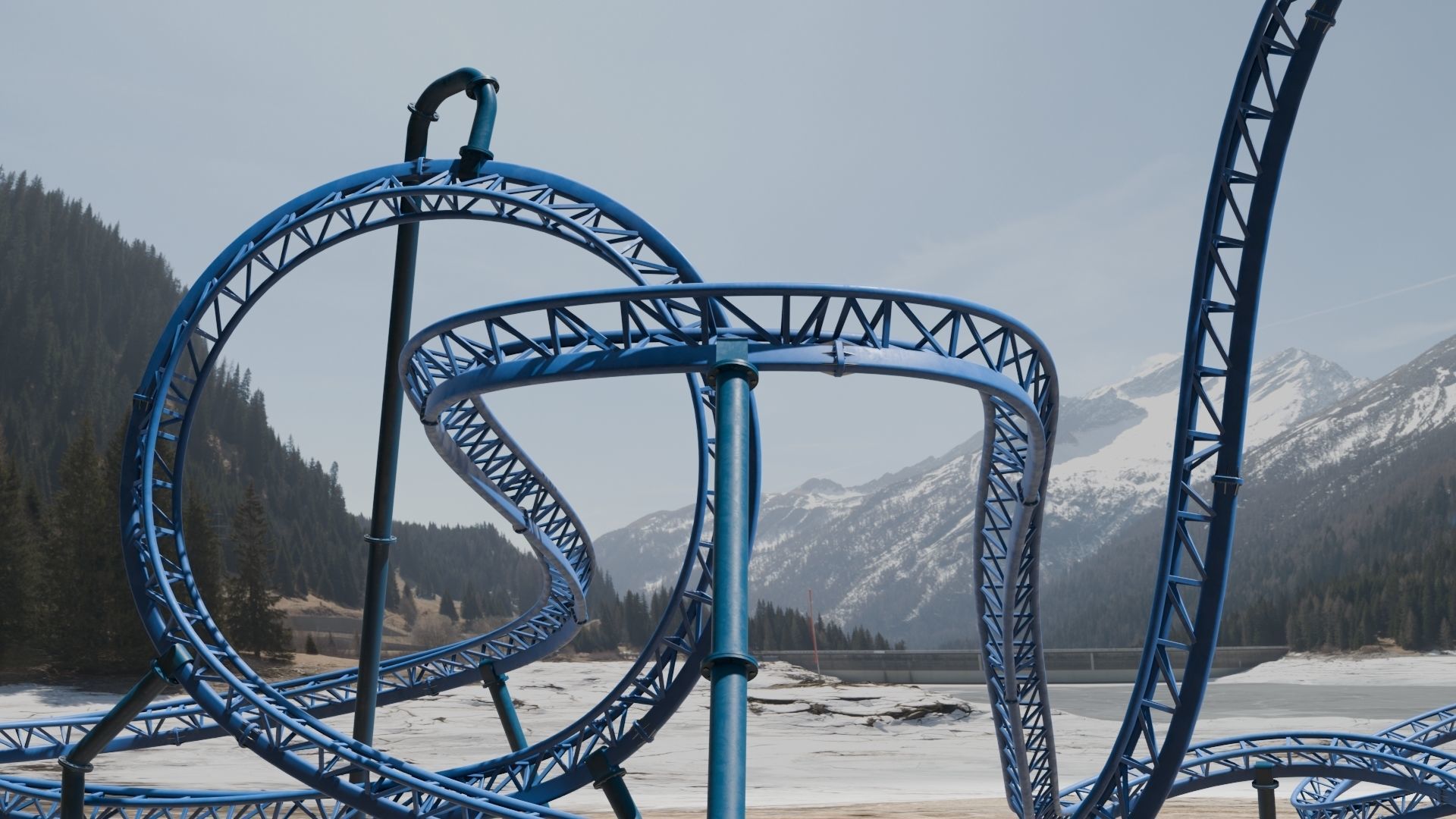 Rollercoaster 3D model Low-poly 3D model_6