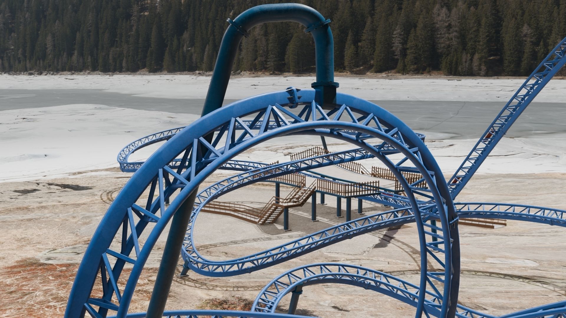 Rollercoaster 3D model Low-poly 3D model_16