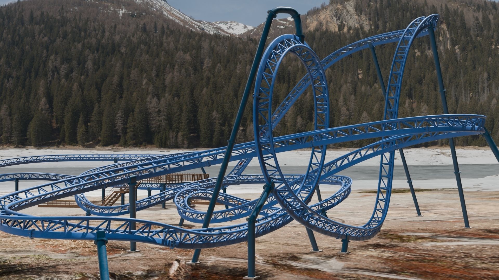 Rollercoaster 3D model Low-poly 3D model_3