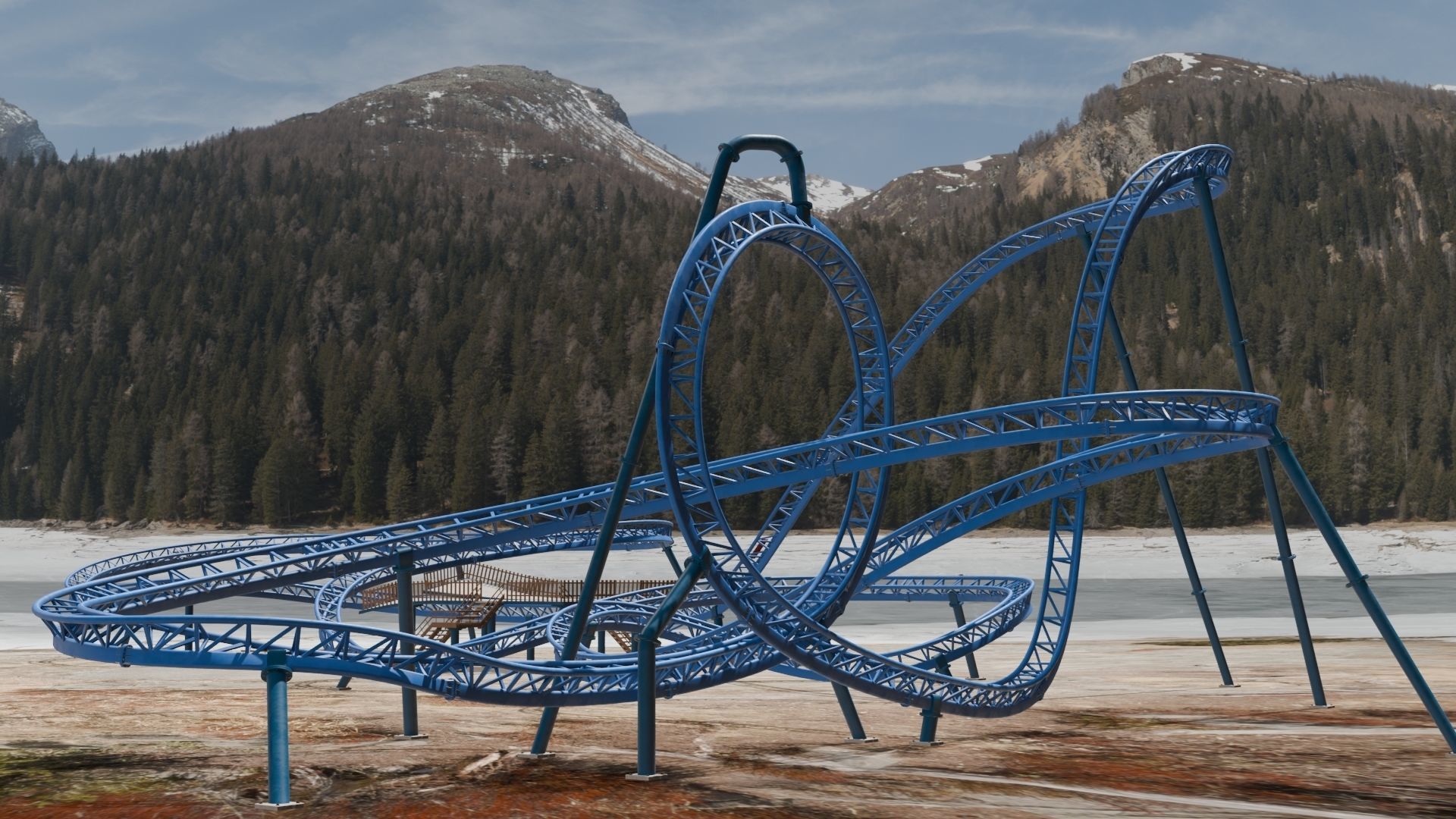 Rollercoaster 3D model Low-poly 3D model_7