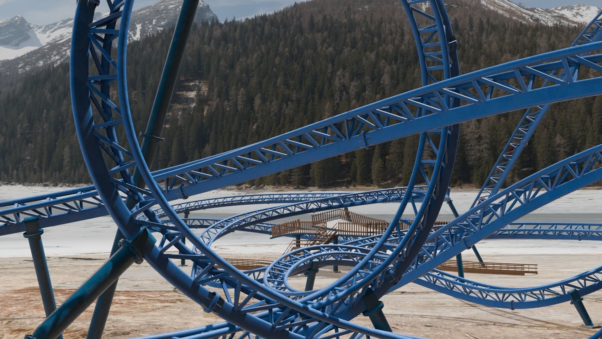 Rollercoaster 3D model Low-poly 3D model_17