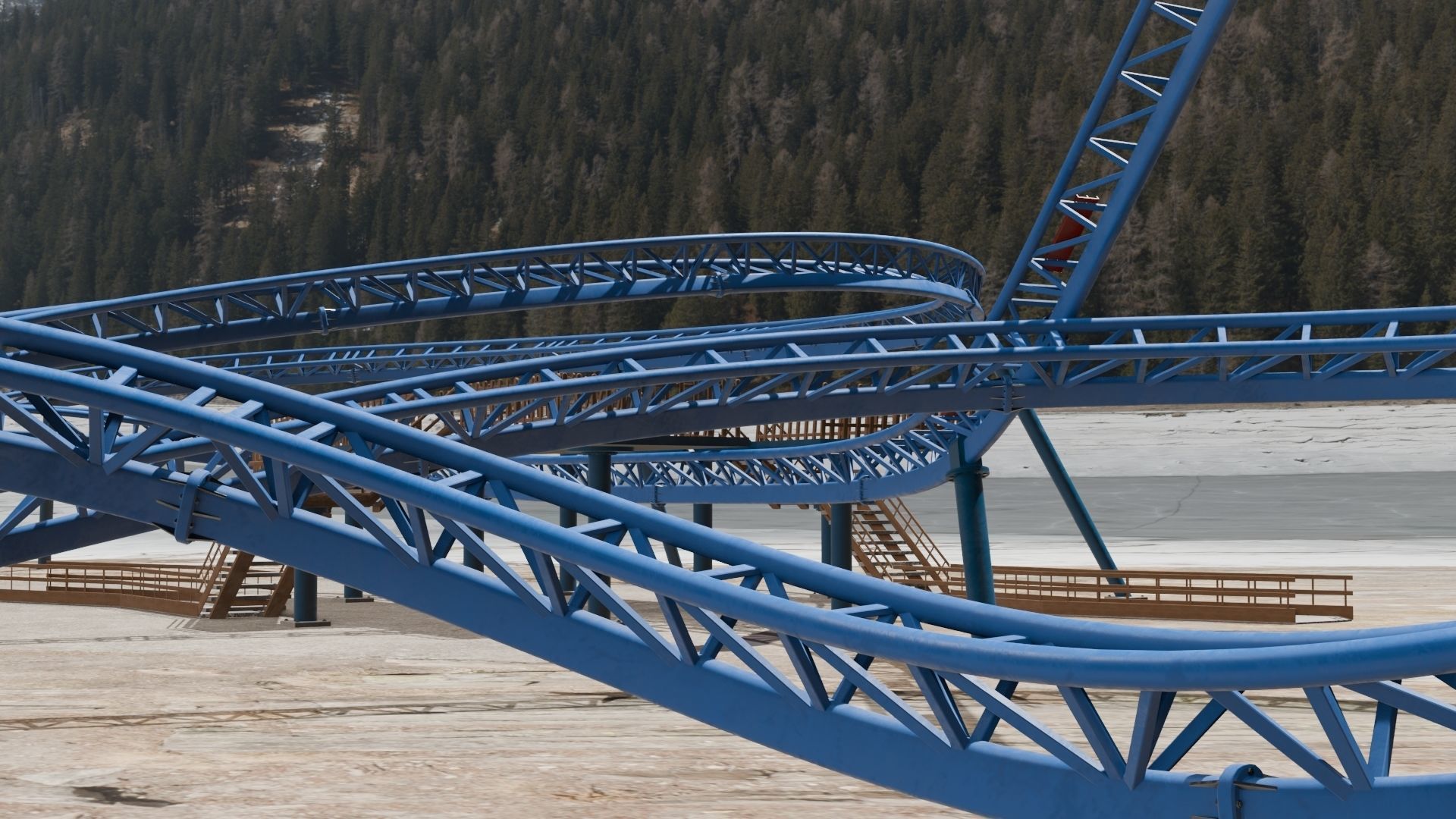 Rollercoaster 3D model Low-poly 3D model_19