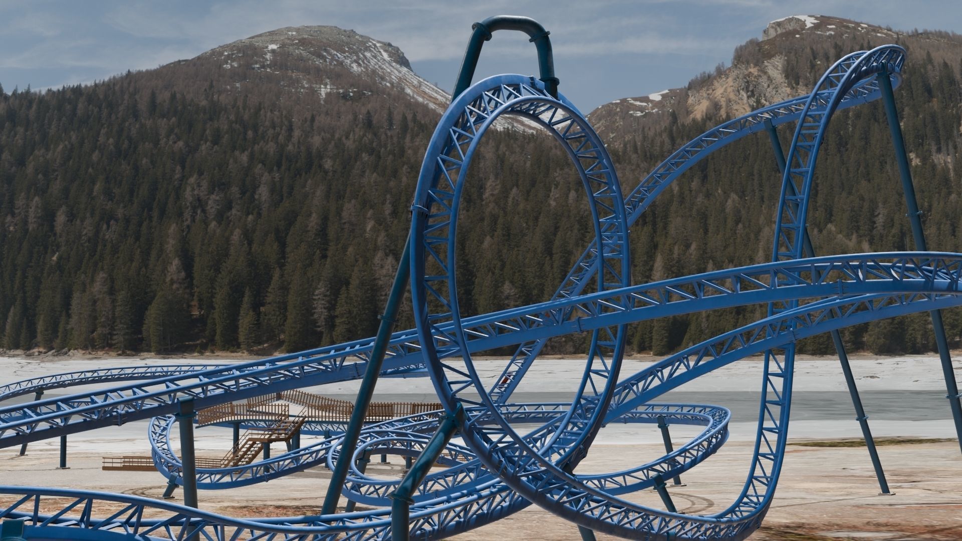 Rollercoaster 3D model Low-poly 3D model_8