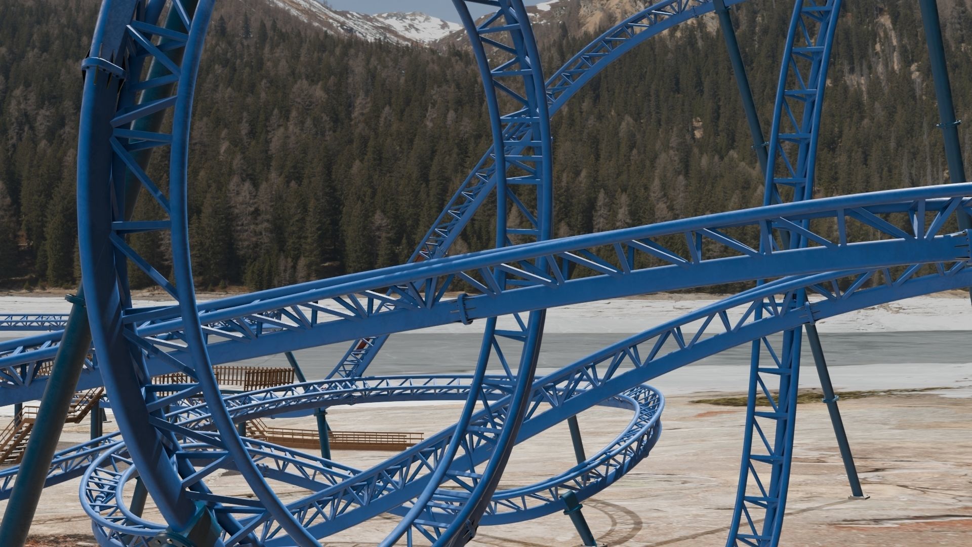 Rollercoaster 3D model Low-poly 3D model_4