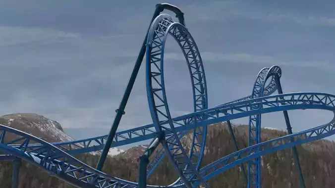 Rollercoaster 3D model Low-poly 3D model