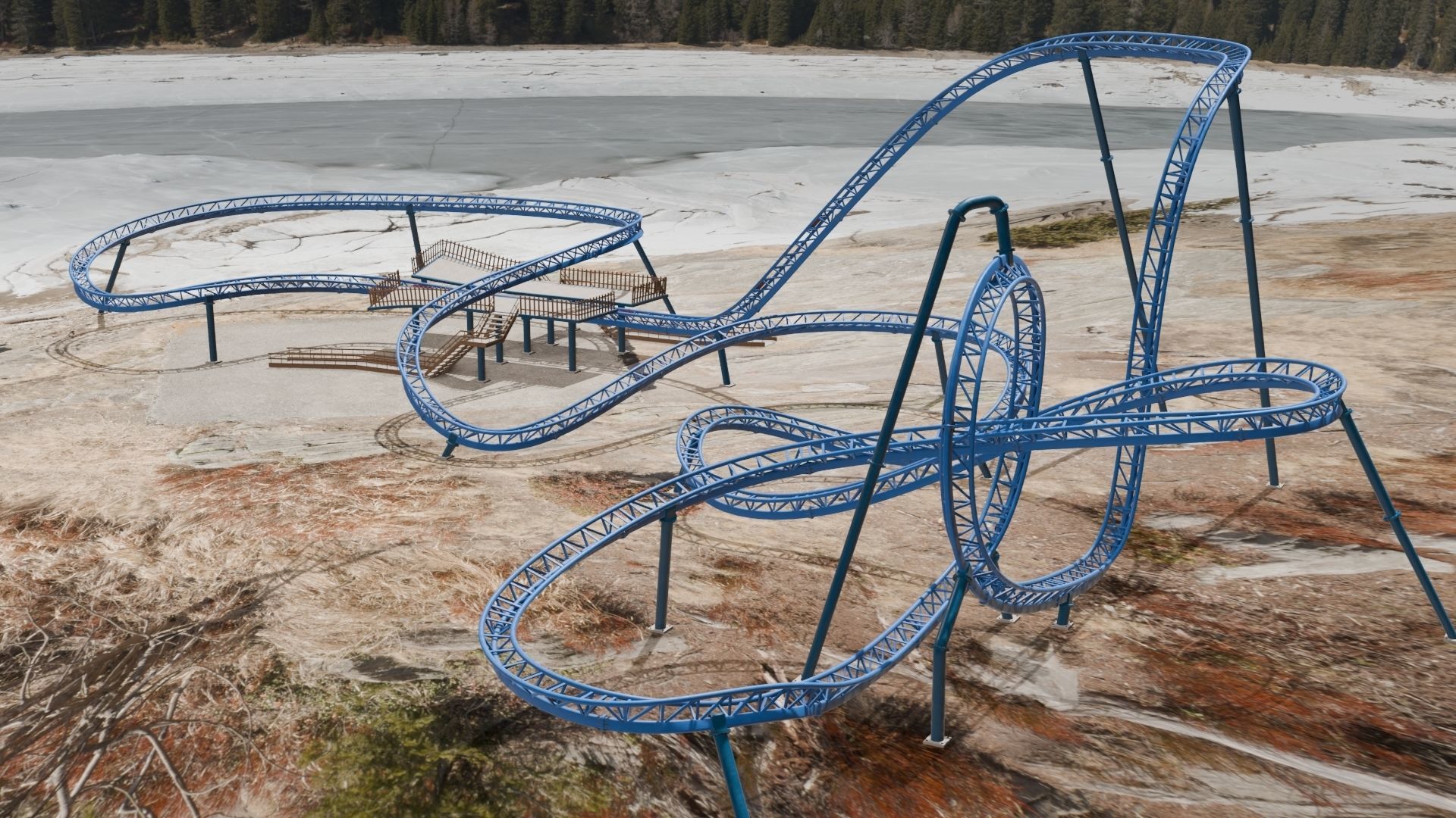 Rollercoaster 3D model Low-poly 3D model_9