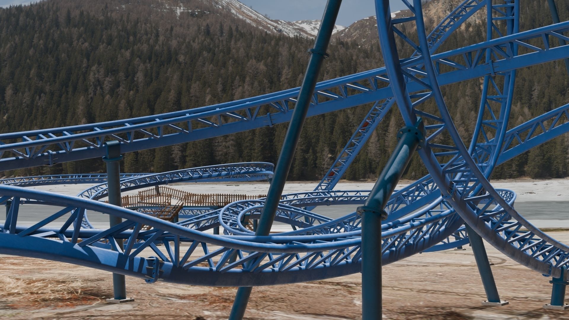 Rollercoaster 3D model Low-poly 3D model_14