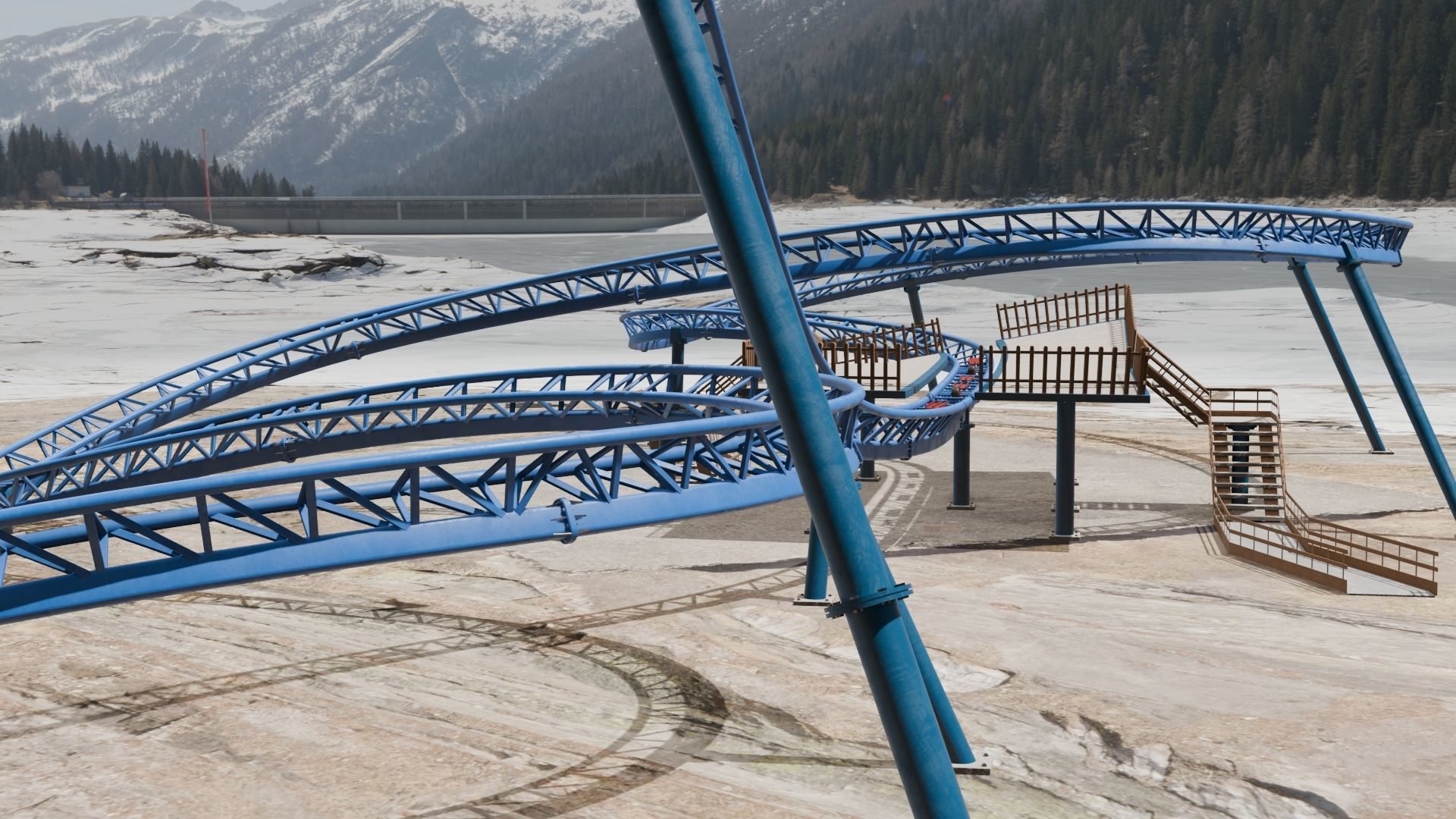 Rollercoaster 3D model Low-poly 3D model_12