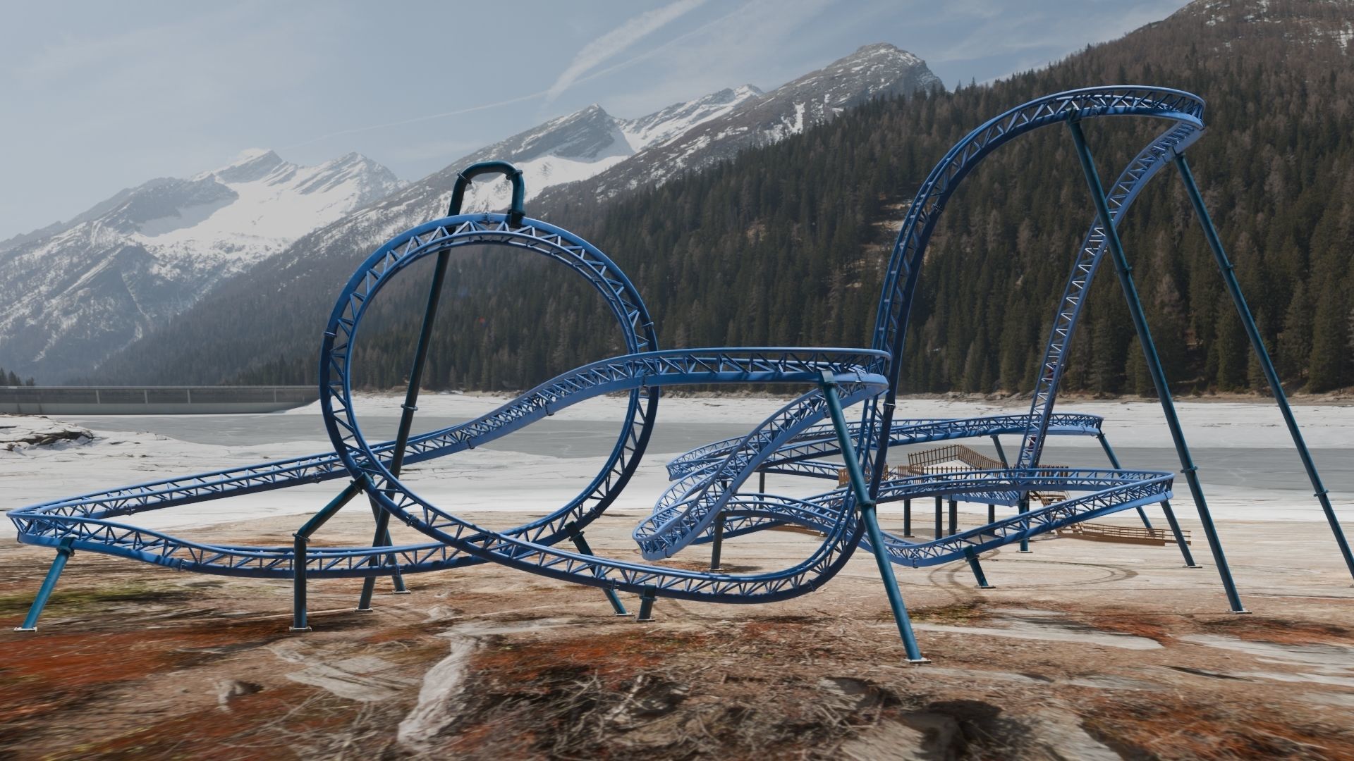 Rollercoaster 3D model Low-poly 3D model_10