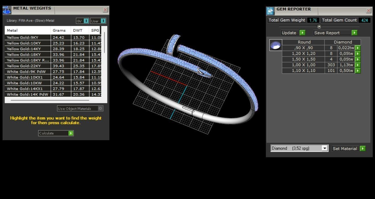 Juste un clou Bracelet 19 Size Full Diamonds N208 3D print model_9