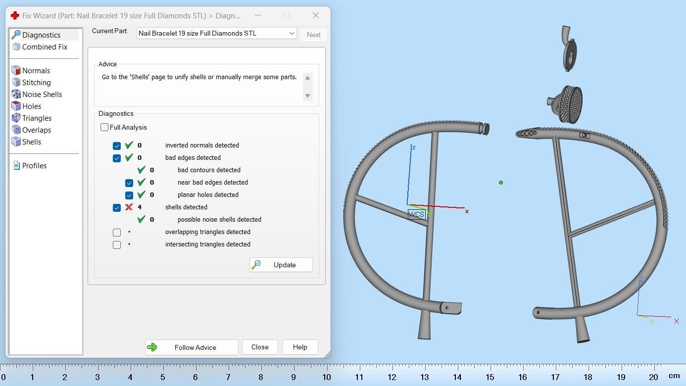 Juste un clou Bracelet 19 Size Full Diamonds N208 3D print model_10