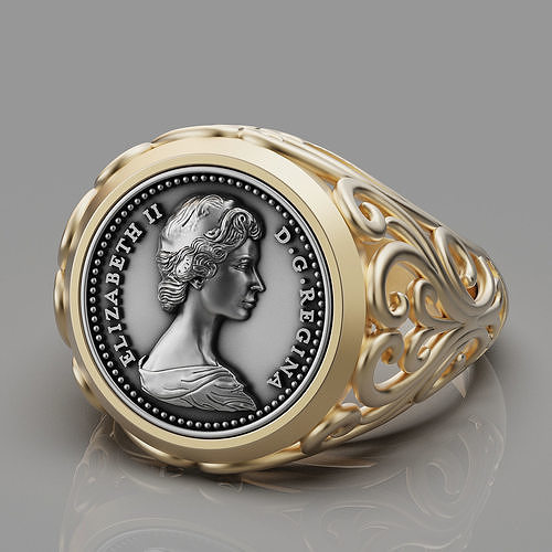 Elizabeth II Canadian  twenty dollar Gold Coin printable ring 3D print model