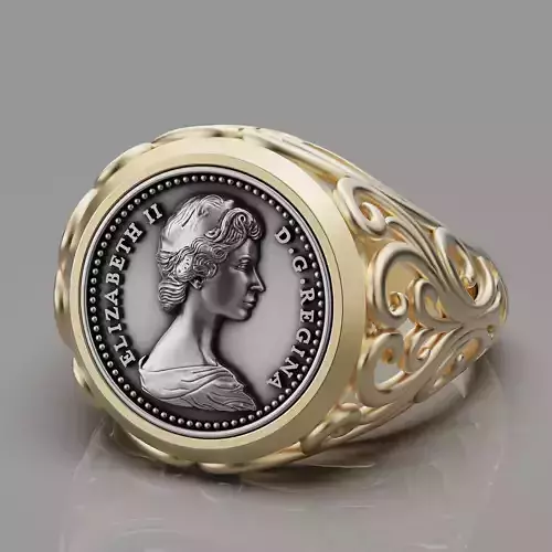 Elizabeth II Canadian  twenty dollar Gold Coin printable ring 3D print model