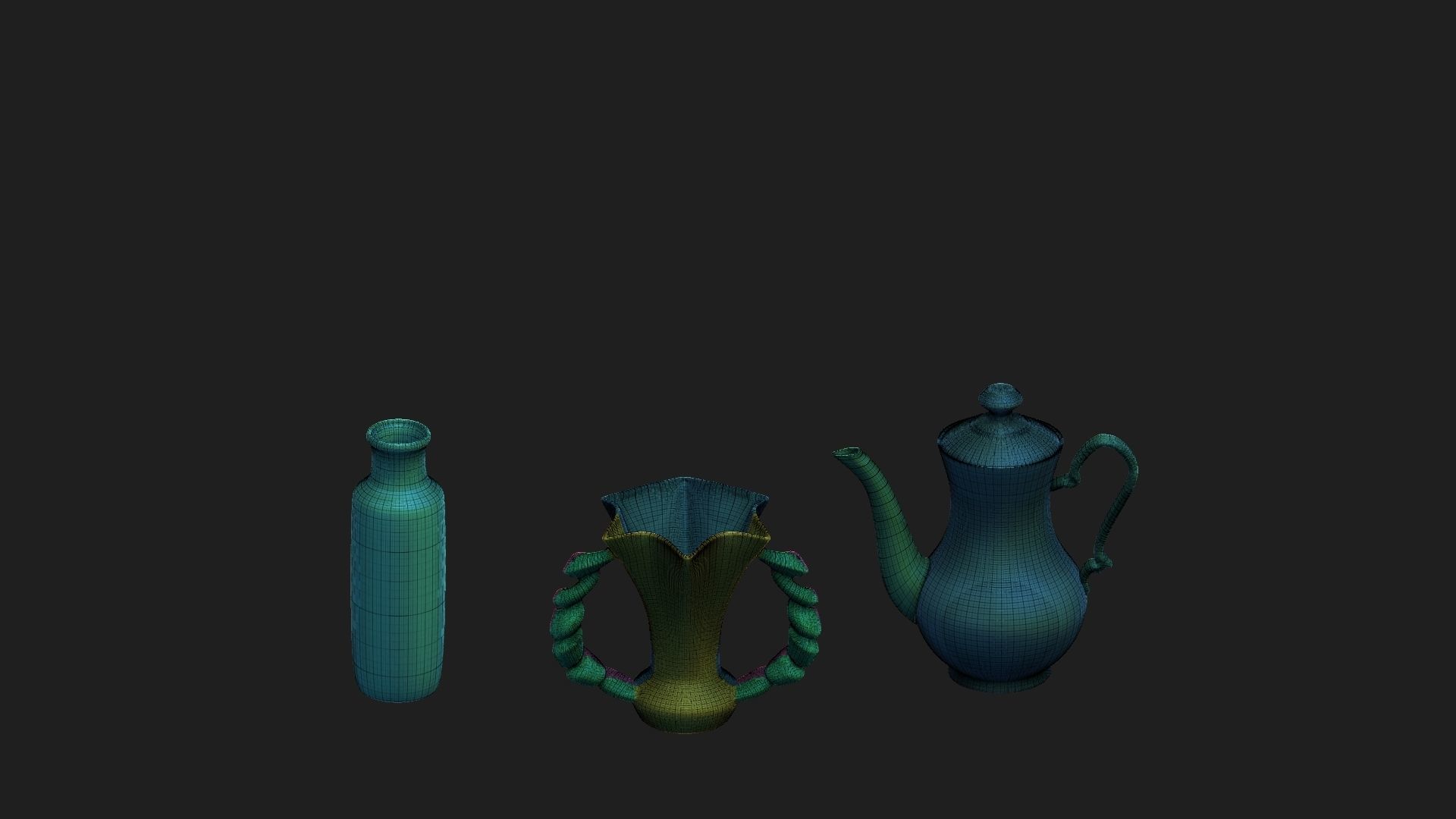 3 beautiful vases Low-poly 3D model_4