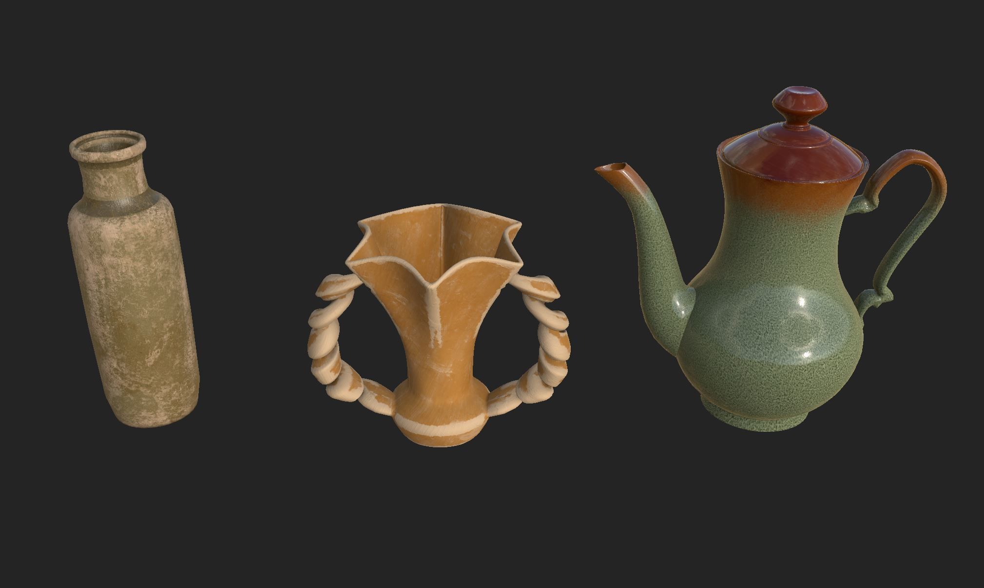 3 beautiful vases Low-poly 3D model_7