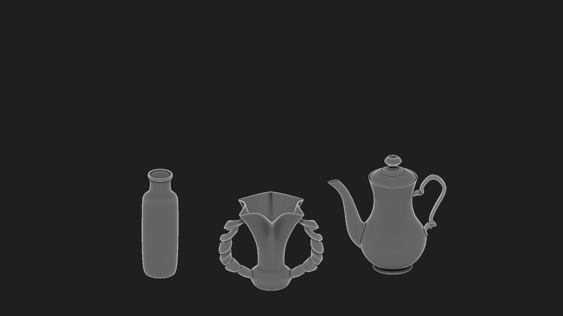 3 beautiful vases Low-poly 3D model_5