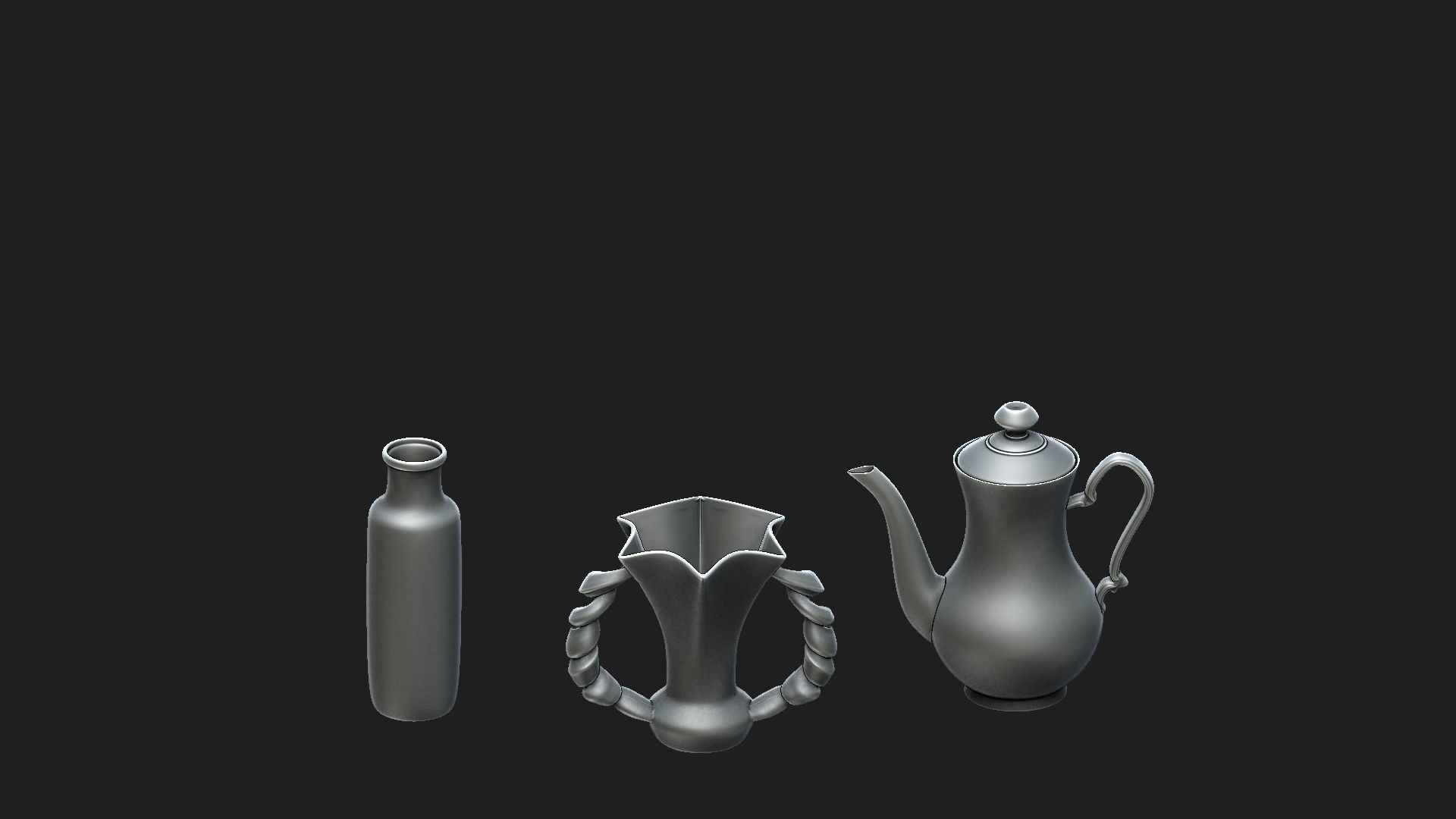 3 beautiful vases Low-poly 3D model_6
