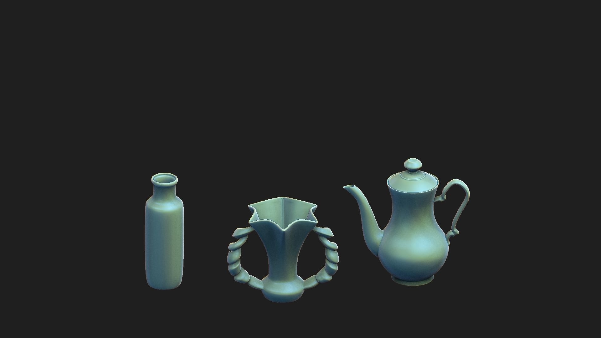 3 beautiful vases Low-poly 3D model_3