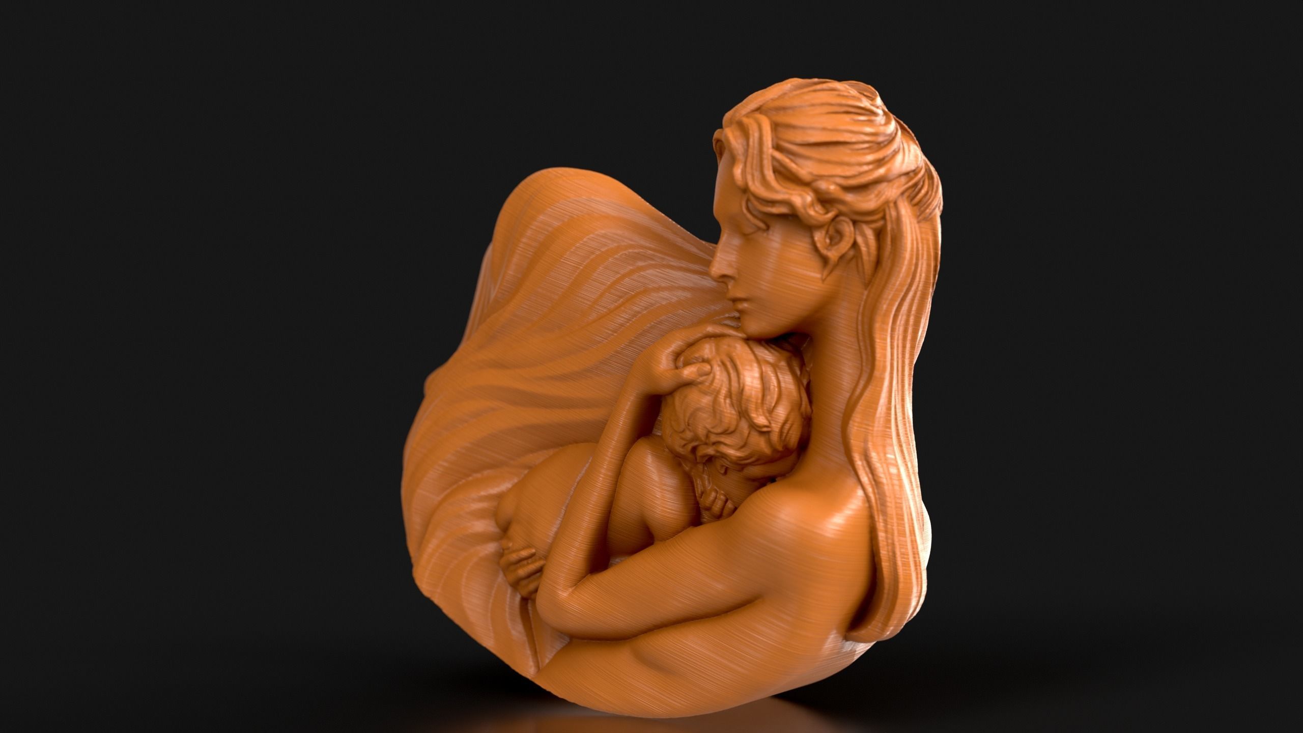 Mother and Child Rocking Sculpture 3D print model_11