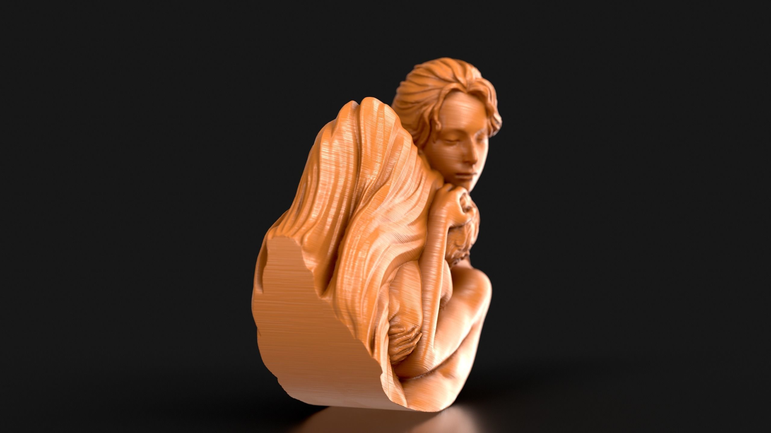 Mother and Child Rocking Sculpture 3D print model_5