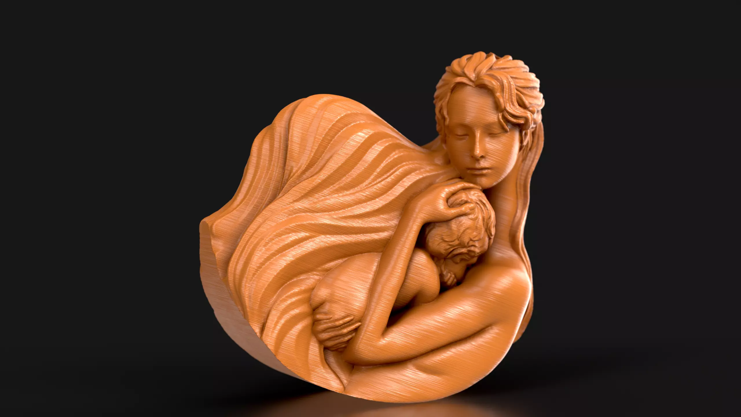 Mother and Child Rocking Sculpture 3D print model_0