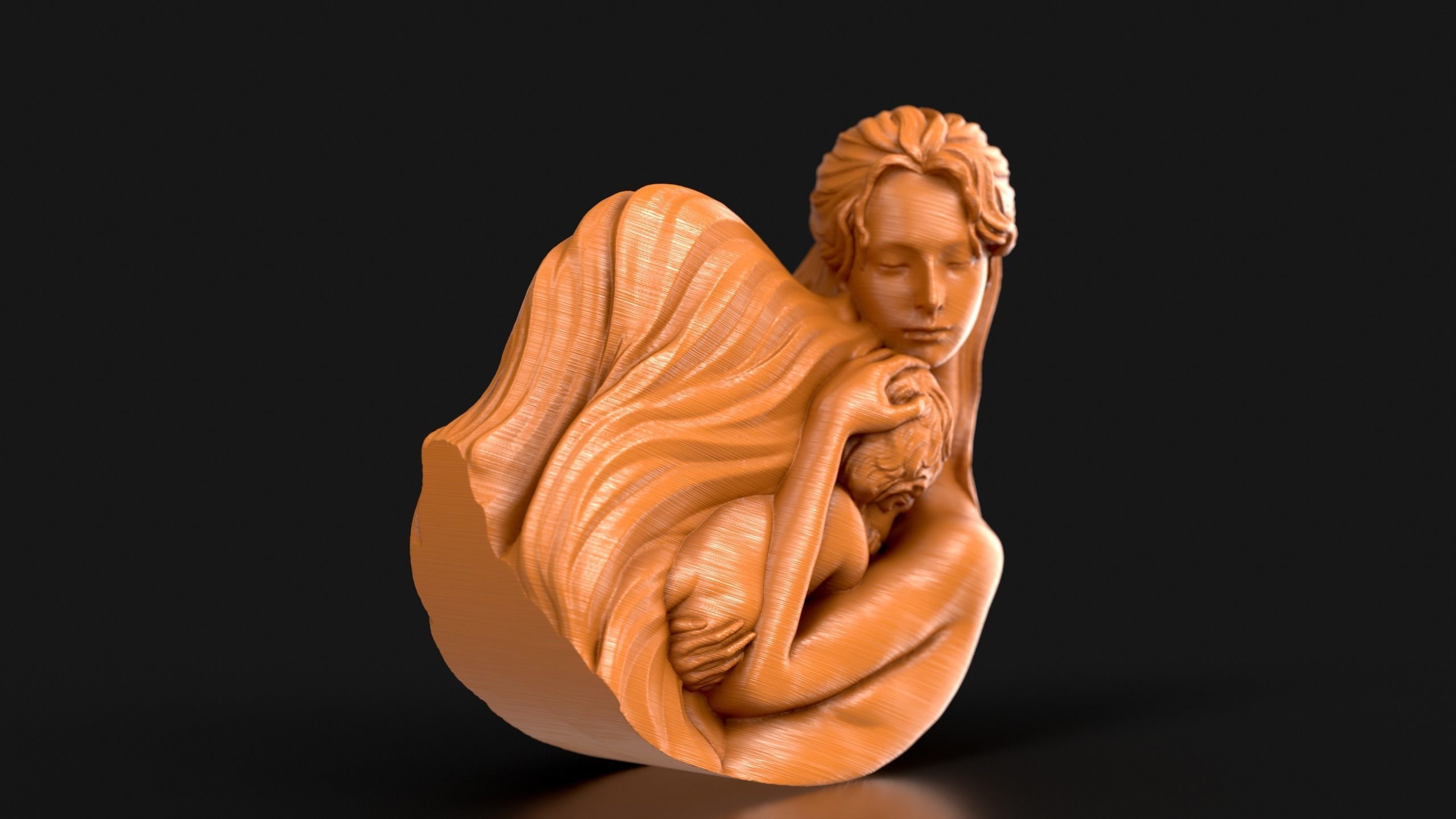 Mother and Child Rocking Sculpture 3D print model_4