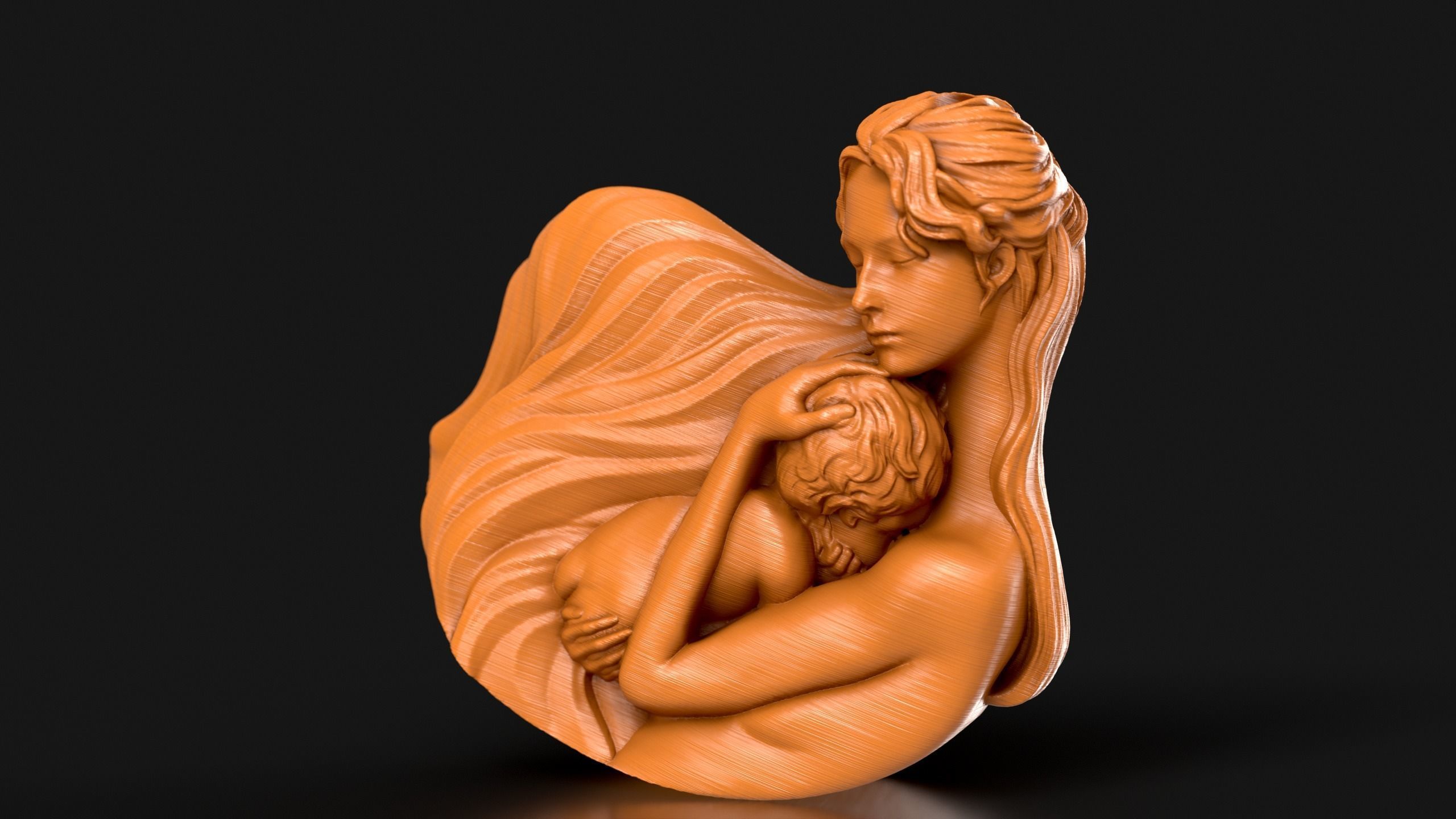 Mother and Child Rocking Sculpture 3D print model_2